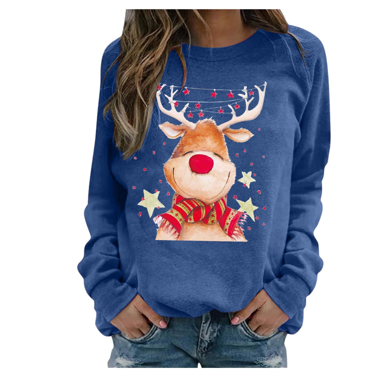Christmas Women's Graphic Sweatshirt & Long Sleeve Tops - Cozy Fall Sweaters & Blouses for Holiday Parties & Casual Wear