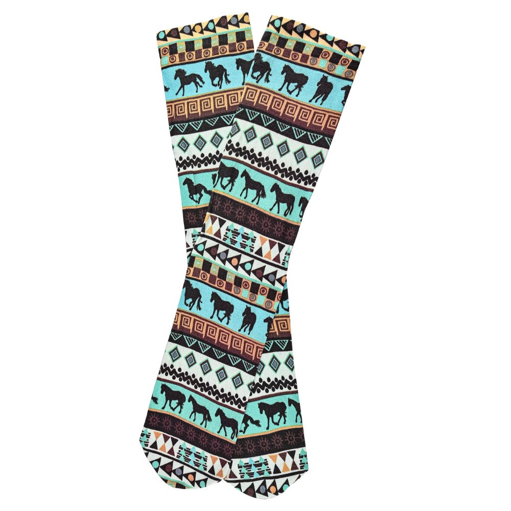 AWST International Tribal Horses Pattern Socks - Comfortable & Stylish for Men & Women - Perfect for Casual Wear, Gifts, and Outdoor Activities