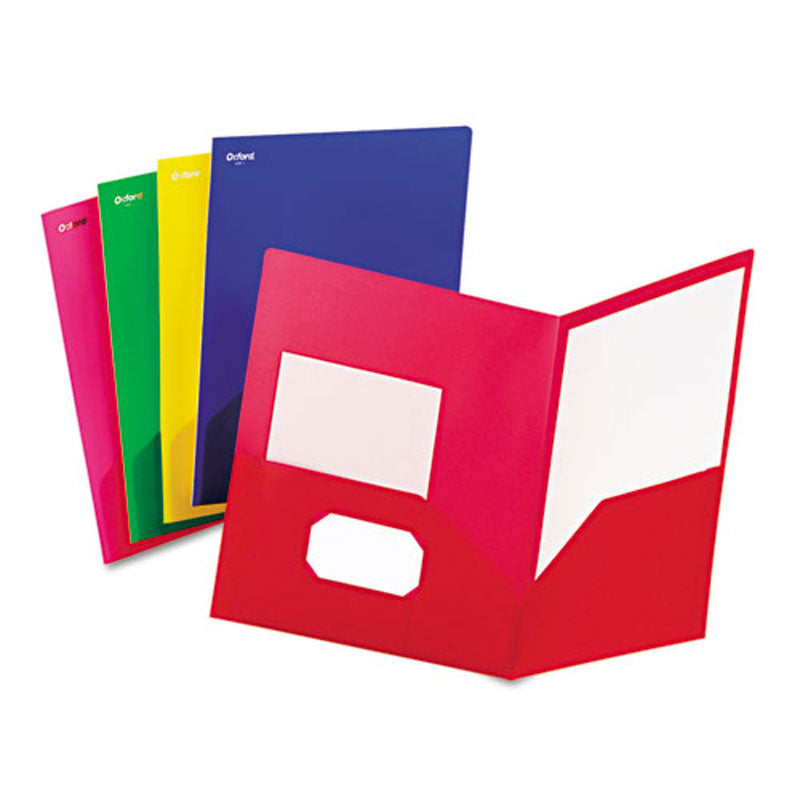 Premium Polypropylene Twin Pocket Folders - 25 Pack (5 Colors: Blue, Green, Pink, Red, Yellow) - Durable School & Office Supplies for Organizing Documents, Papers & Homework