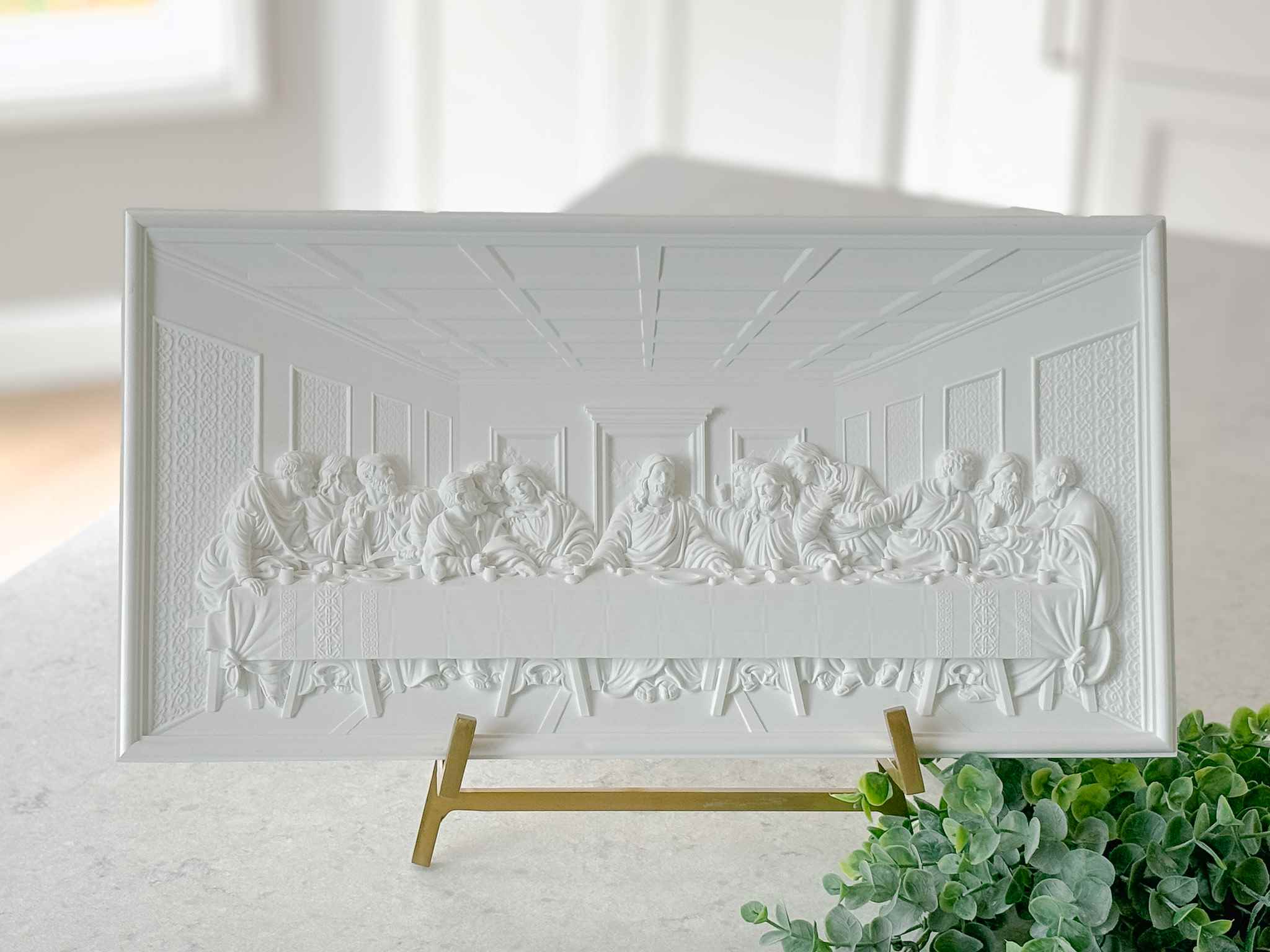 The Last Supper Wall Plaque - White Religious Home Decor for Christian Gifts & Church Interiors