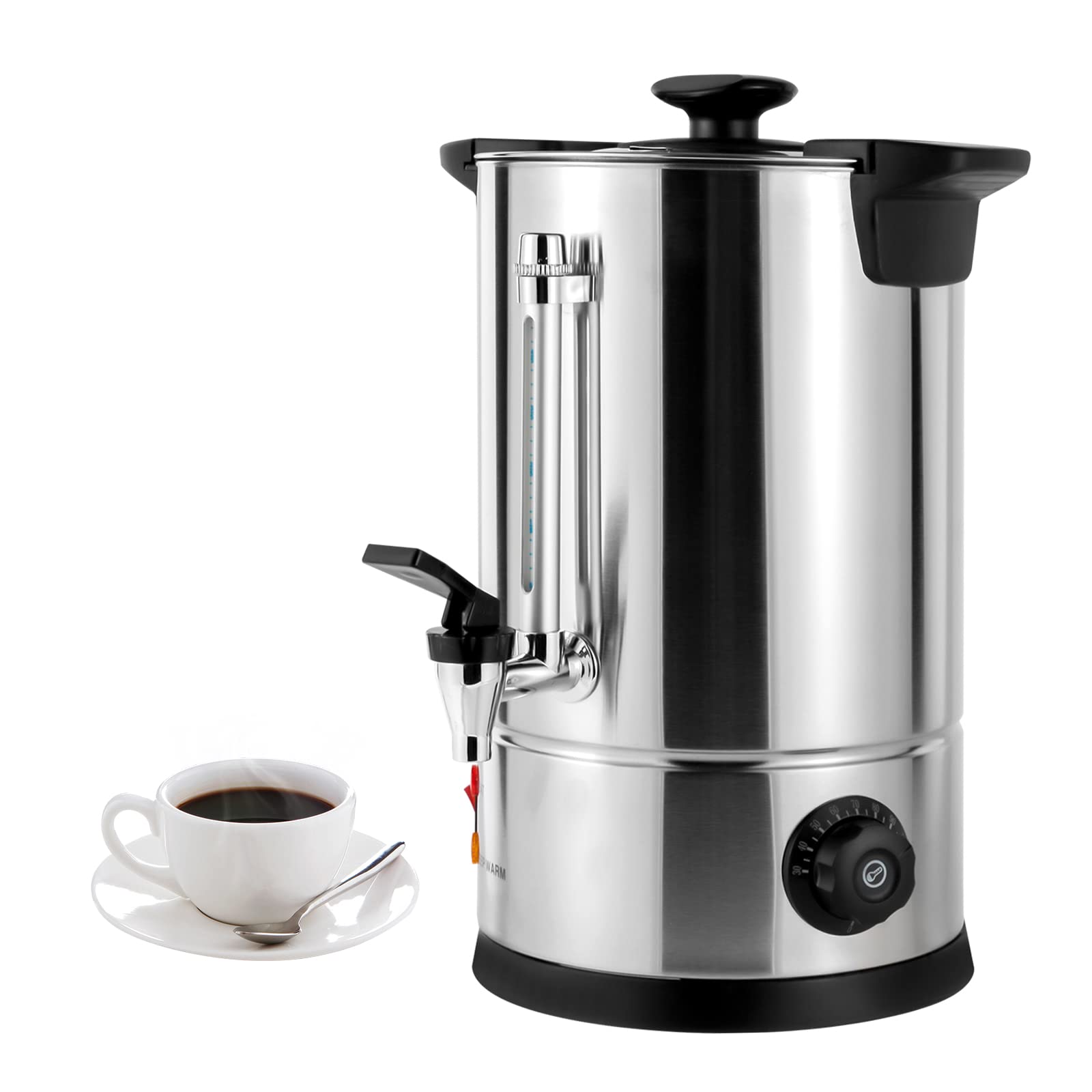 Commercial Coffee Urn - 45 Cup Stainless Steel Coffee Dispenser (8L/2.11gal) - Double Wall Insulated Large Coffee Urn with Removable Filter - 1000W Quick Brew Commercial Coffee Maker for Restaurants, Offices & Catering Events