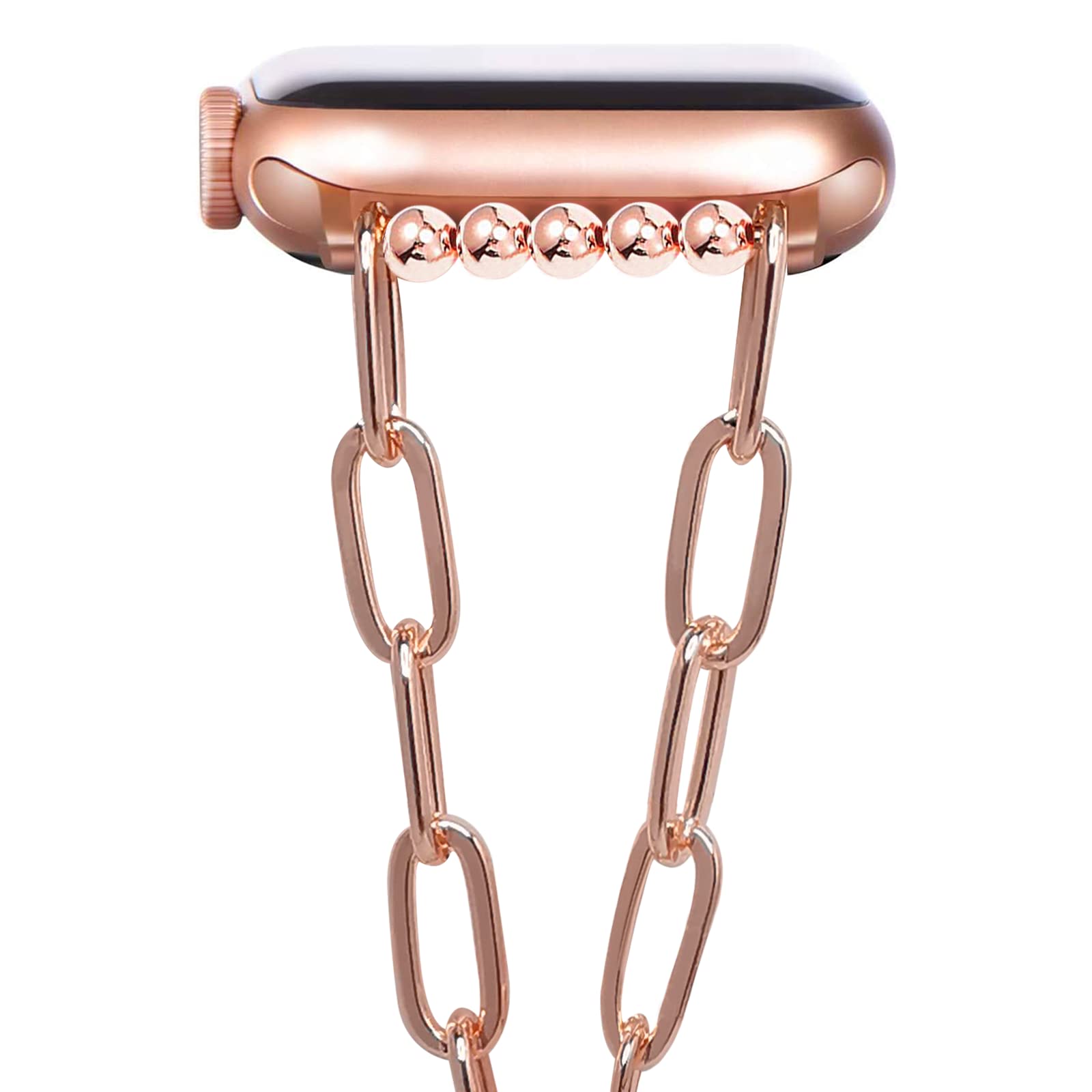 MORWLAT Slim Metal Bracelet Compatible with Apple Watch 42mm 44mm 45mm - Rose Gold Jewelry Band for Women, Series 7/SE/6/5/4/3/2/1 - Perfect for Work, Parties & Everyday Wear