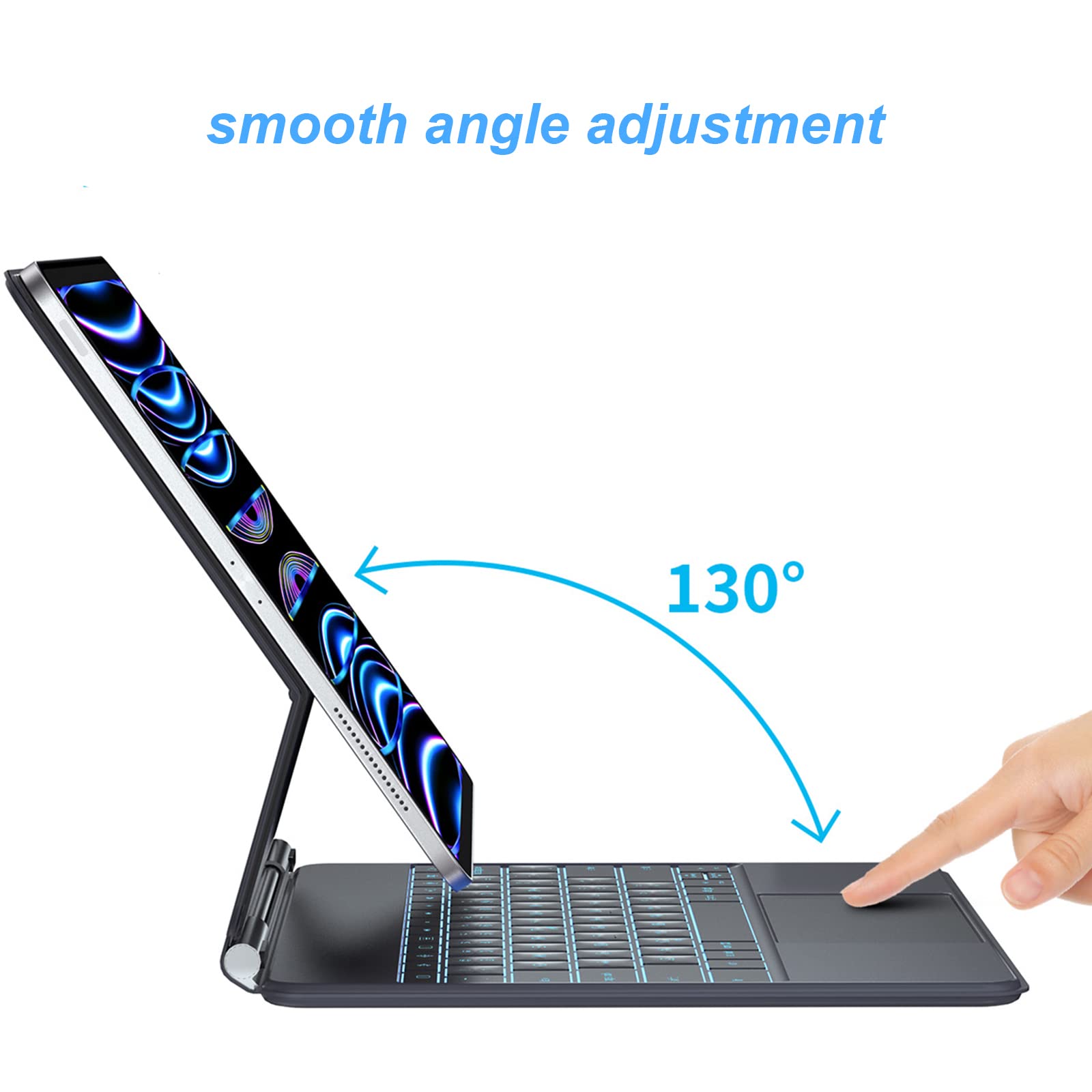 Premium Magnetic Keyboard Case for iPad Pro 12.9 Inch (6th/5th/4th/3rd Gen) - Backlit Keyboard, 24 Color Options, Floating Cantilever Stand with Touchpad (Gray) | Perfect for Work, Study & Travel