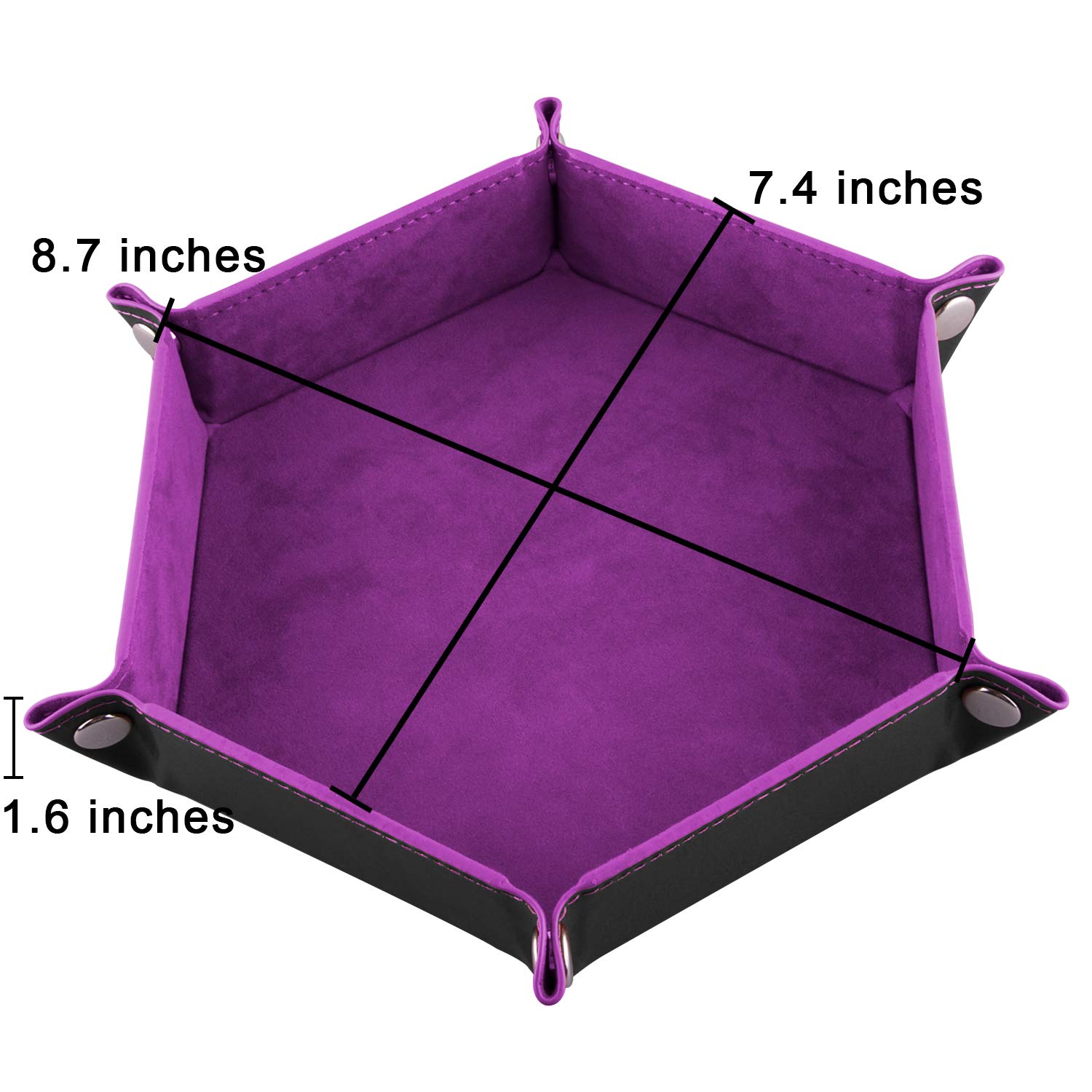 Hexagon Dice Tray Set - 4 Folding PU Leather Trays for DND, RPG Games - Dungeons & Dragons Accessories