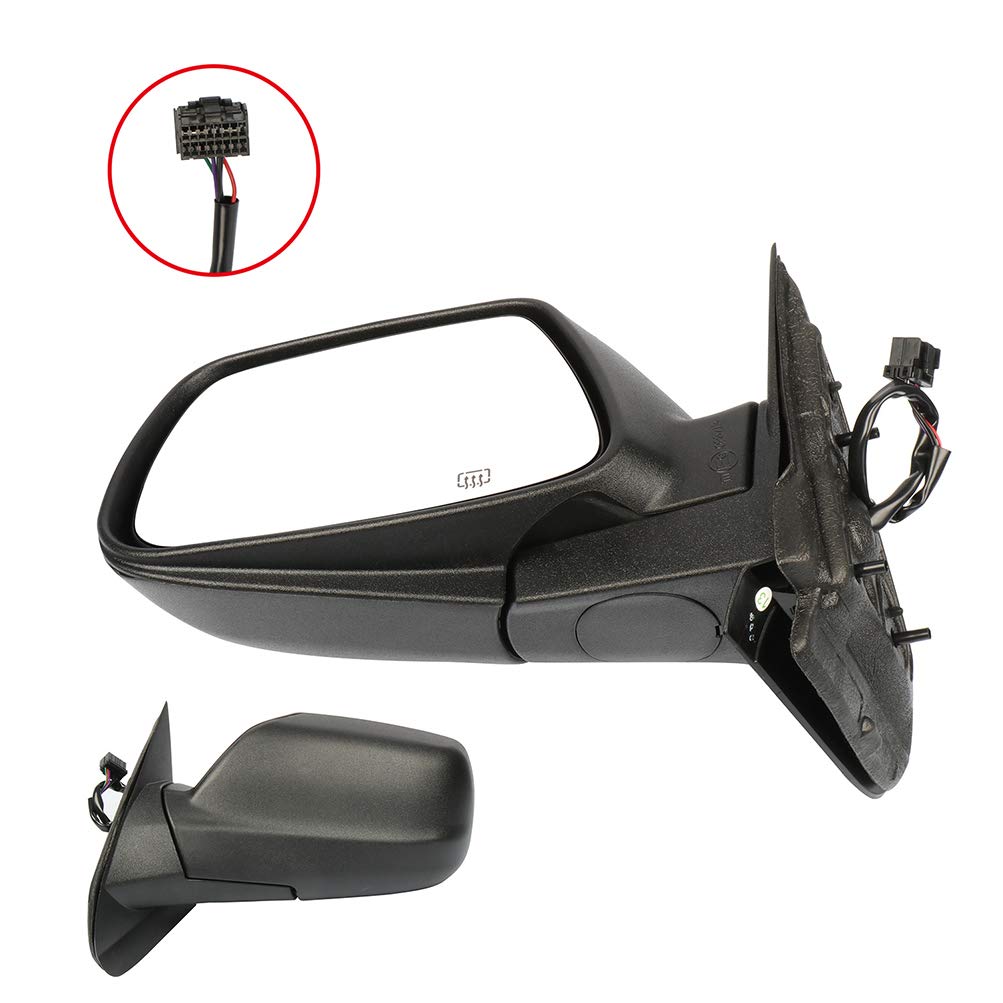 OCPTY Black Left Side Mirror Replacement for 2005-2010 Jeep Grand Cherokee - Textured Heated Manual Folding Mirror Glass - Perfect for Off-Roading, Daily Commuting & Winter Driving