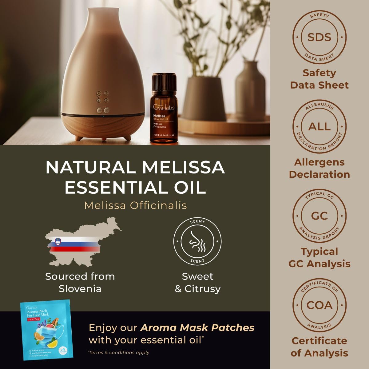 100% Pure Melissa & Tea Tree Essential Oil Set for Diffuser & Skin Care - 2x0.34 fl oz Aromatherapy Grade Oils by Gya Labs - Perfect for Relaxation, Stress Relief & Acne Treatment