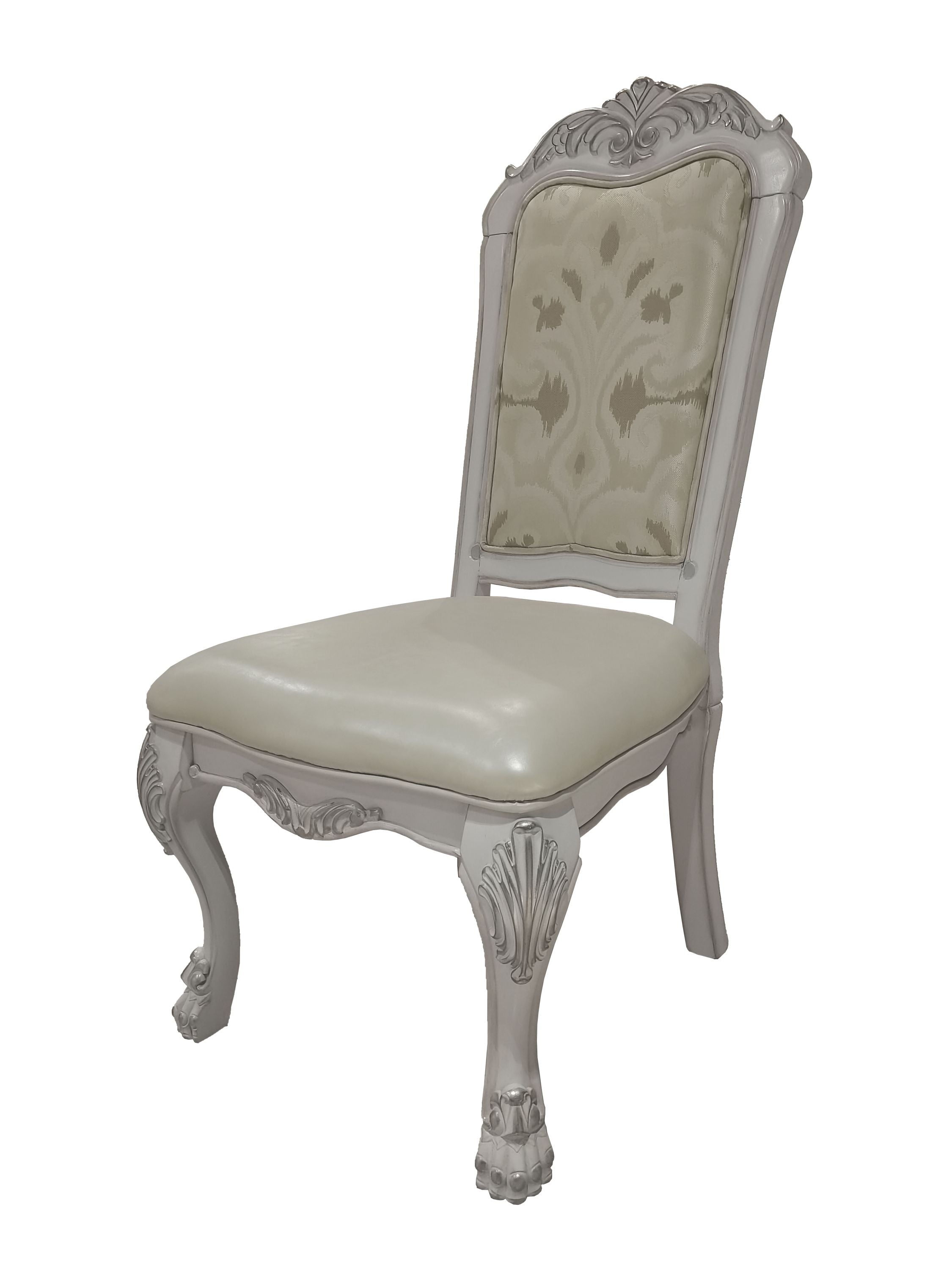 Dresden Modern Synthetic Leather & Fabric Side Chairs (Set of 2) - Bone White Finish - Perfect for Dining Room, Home Office & Small Spaces
