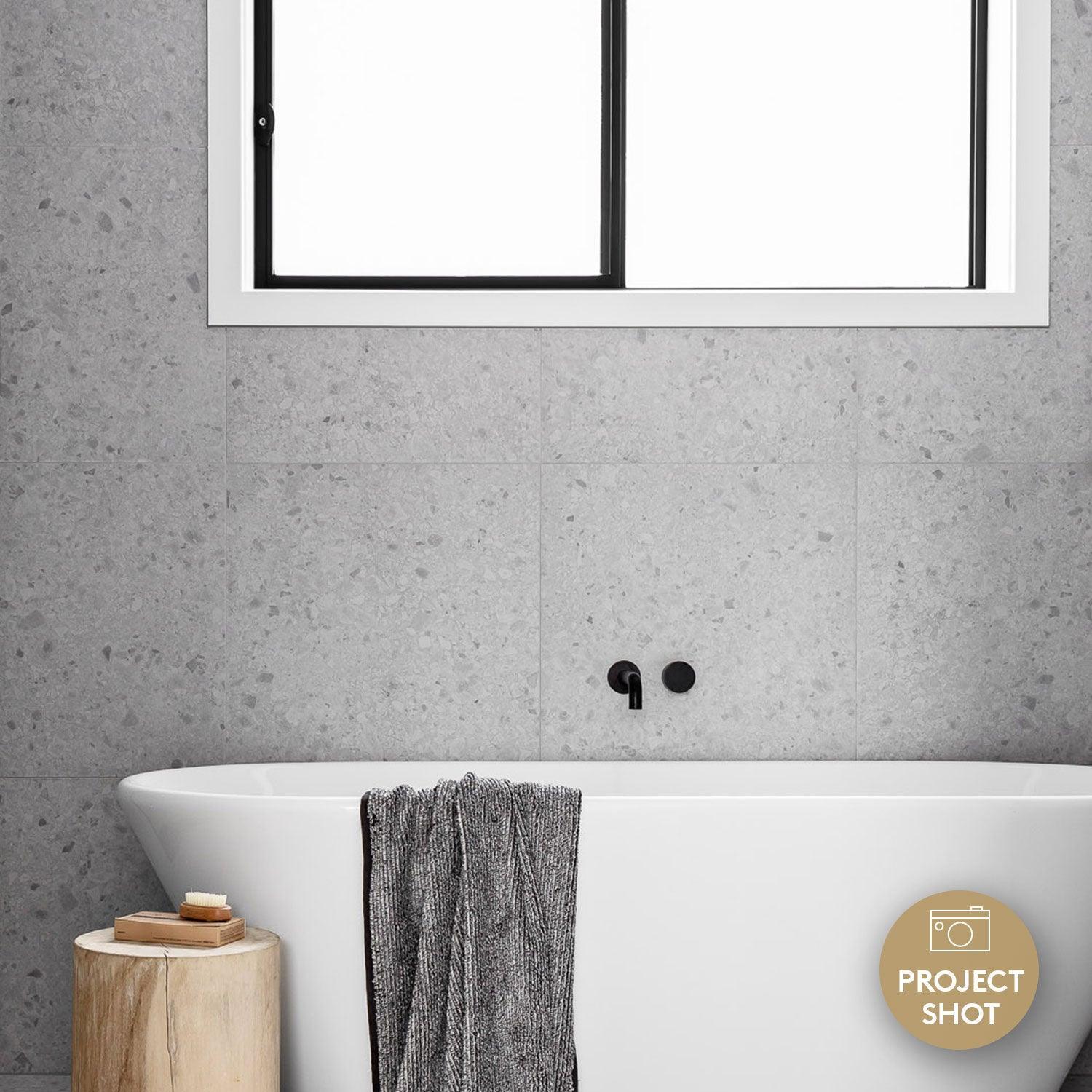 Verona White 600x600mm Matte Terrazzo Porcelain Floor Tile - Perfect for Kitchen, Bathroom & Living Room Flooring