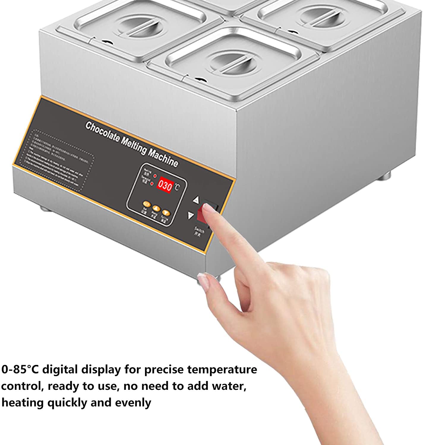 Commercial Electric Chocolate Melting Pot - 12kg Digital Tempering Machine with Stainless Steel Tank for Candy Making, Baking & Dessert Preparation