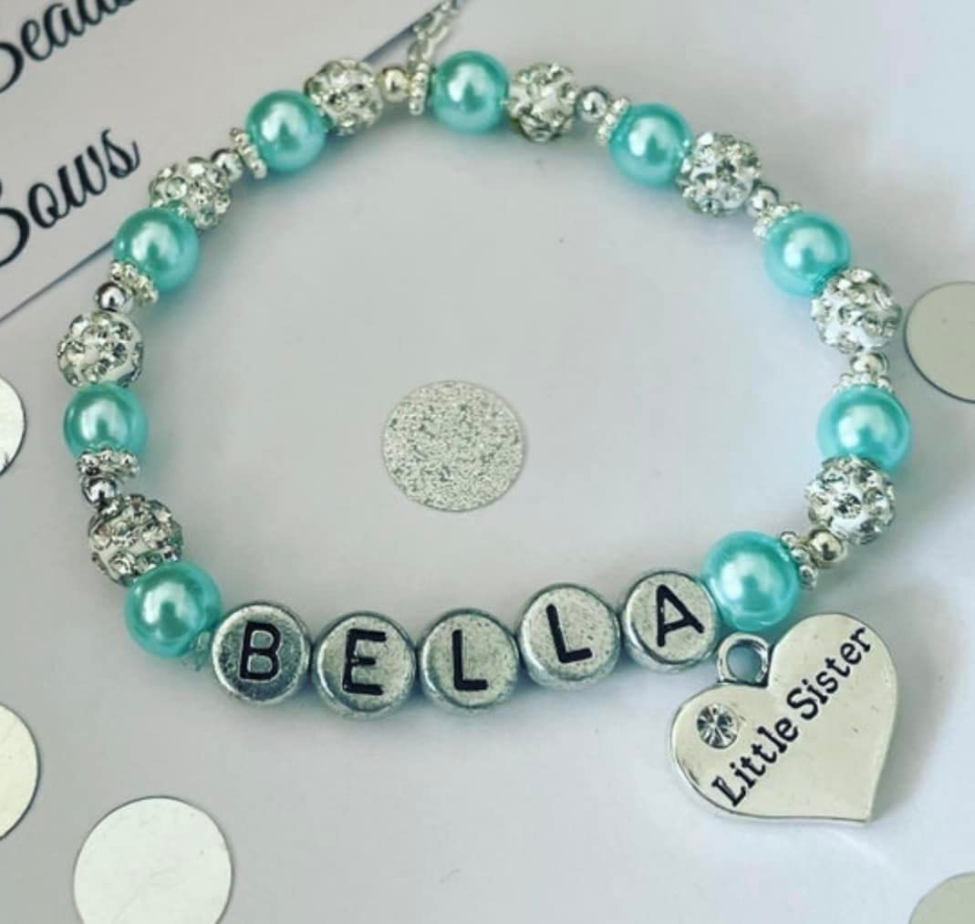 Turquoise Shamballa Bracelet for Sister - Rhinestone Heart Charm Gift for Women - Birthday & Anniversary Present