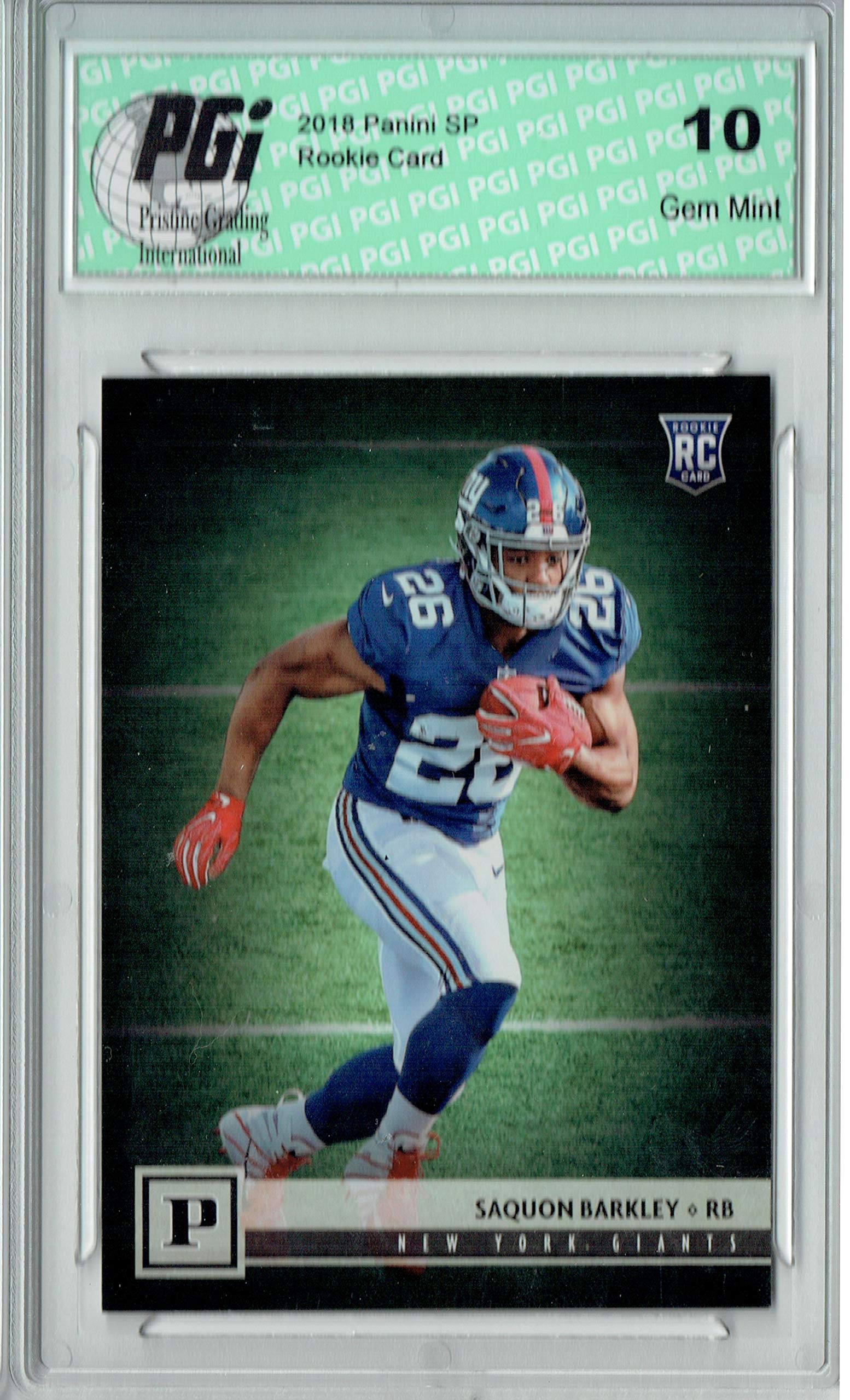Saquon Barkley 2018 Panini #313 Limited Print Rookie Card PGI 10 - NFL Collectible for Fans & Investors, Perfect for Display or Trading