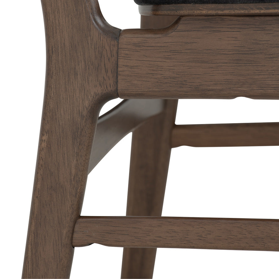 HEATH Modern Dining Chair - Walnut & Charcoal Fabric Upholstered - Perfect for Kitchen, Dining Room and Home Office Seating