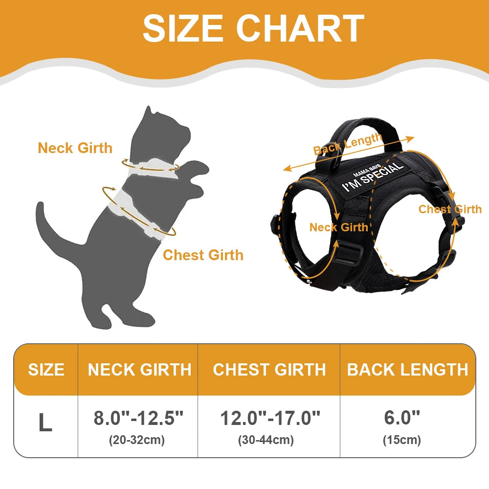 Military Tactical Cat Harness Vest with Adjustable Straps & Reflective Stickers - Escape Proof Pet Safety Gear for Outdoor Adventures, Hiking & Camping