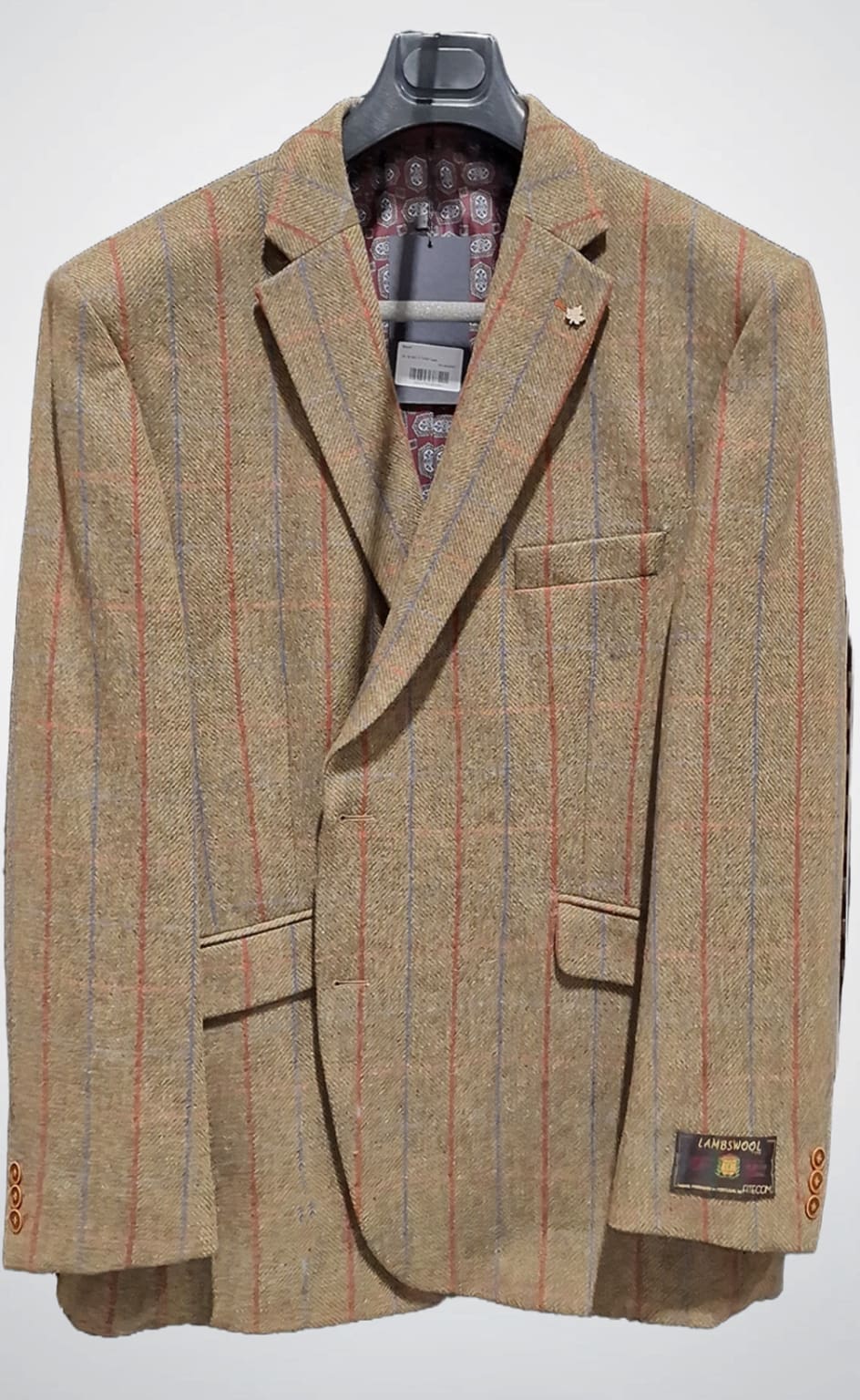 Barucci Frost Men's Vintage Brown Pure Wool Tweed Blazer Jacket for Business Casual & Winter Outfits | Classic Slim Fit Sport Coat for Office, Weddings & Formal Events