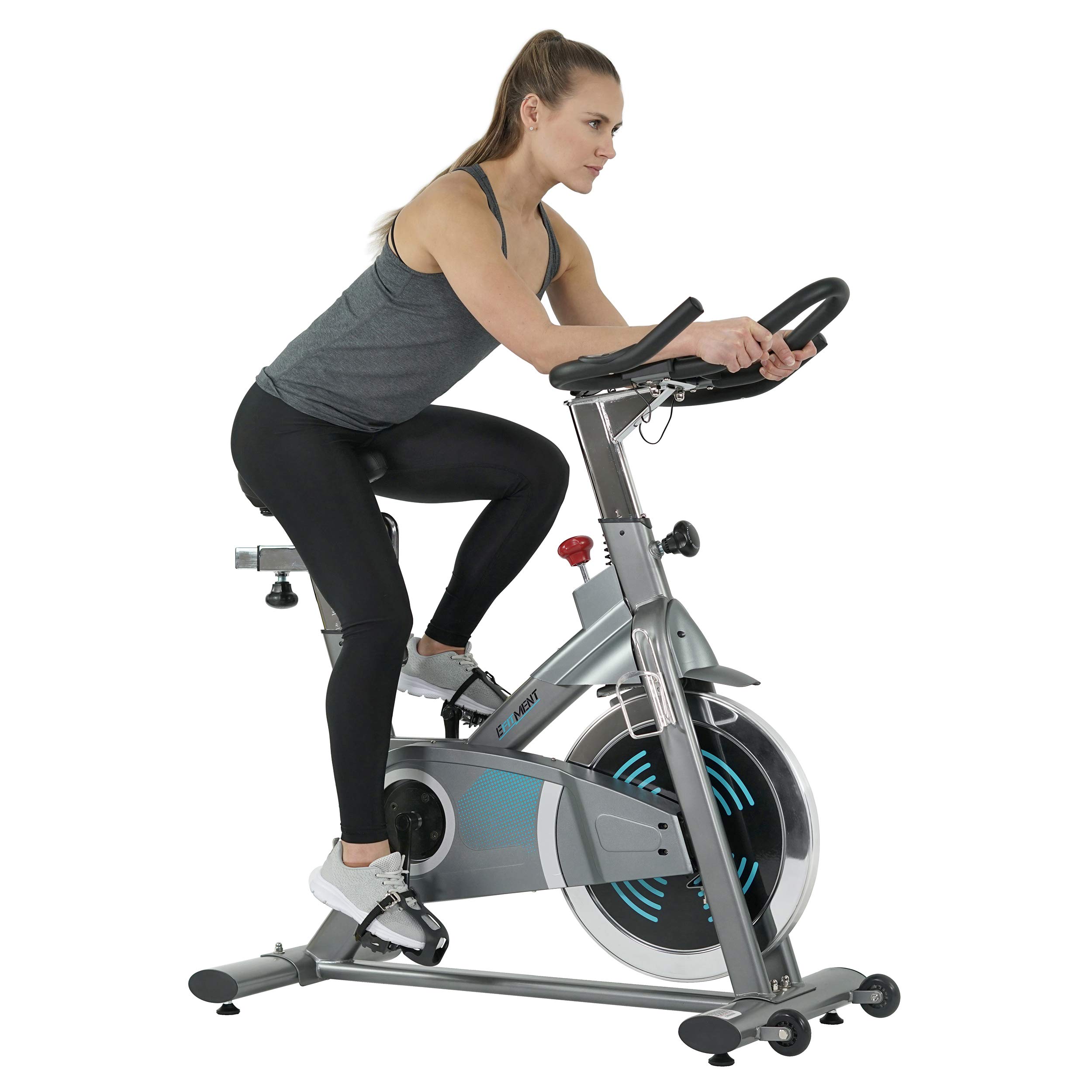 EFITMENT Magnetic Resistance Indoor Cycling Bike - Belt Drive Stationary Exercise Bike with Digital Monitor, Heart Rate Pulse Grips, iPad/Tablet Holder & Chrome Flywheel for Home Gym, Cardio Workout & Fitness Training