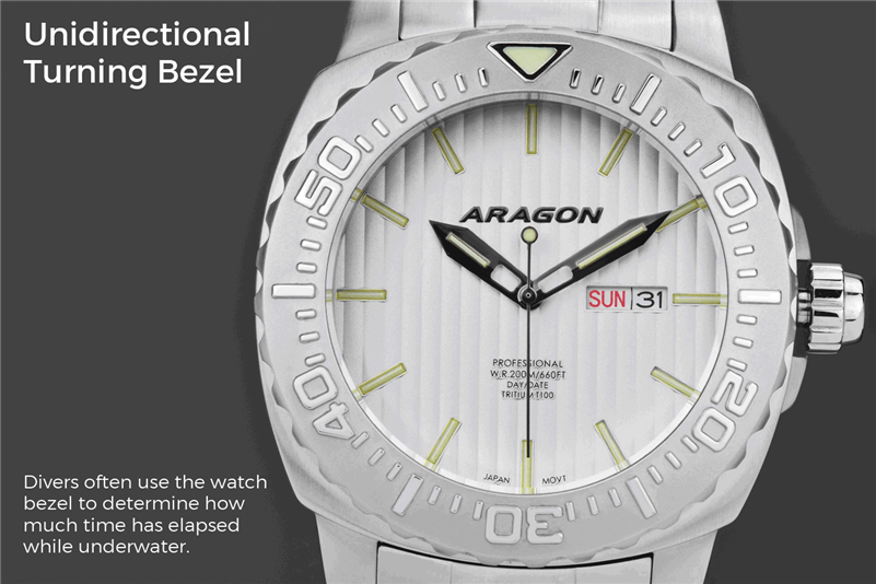 ARAGON Parma T100 A153SLV Men's Stainless Steel Watch - Waterproof Chronograph for Diving, Swimming & Outdoor Sports