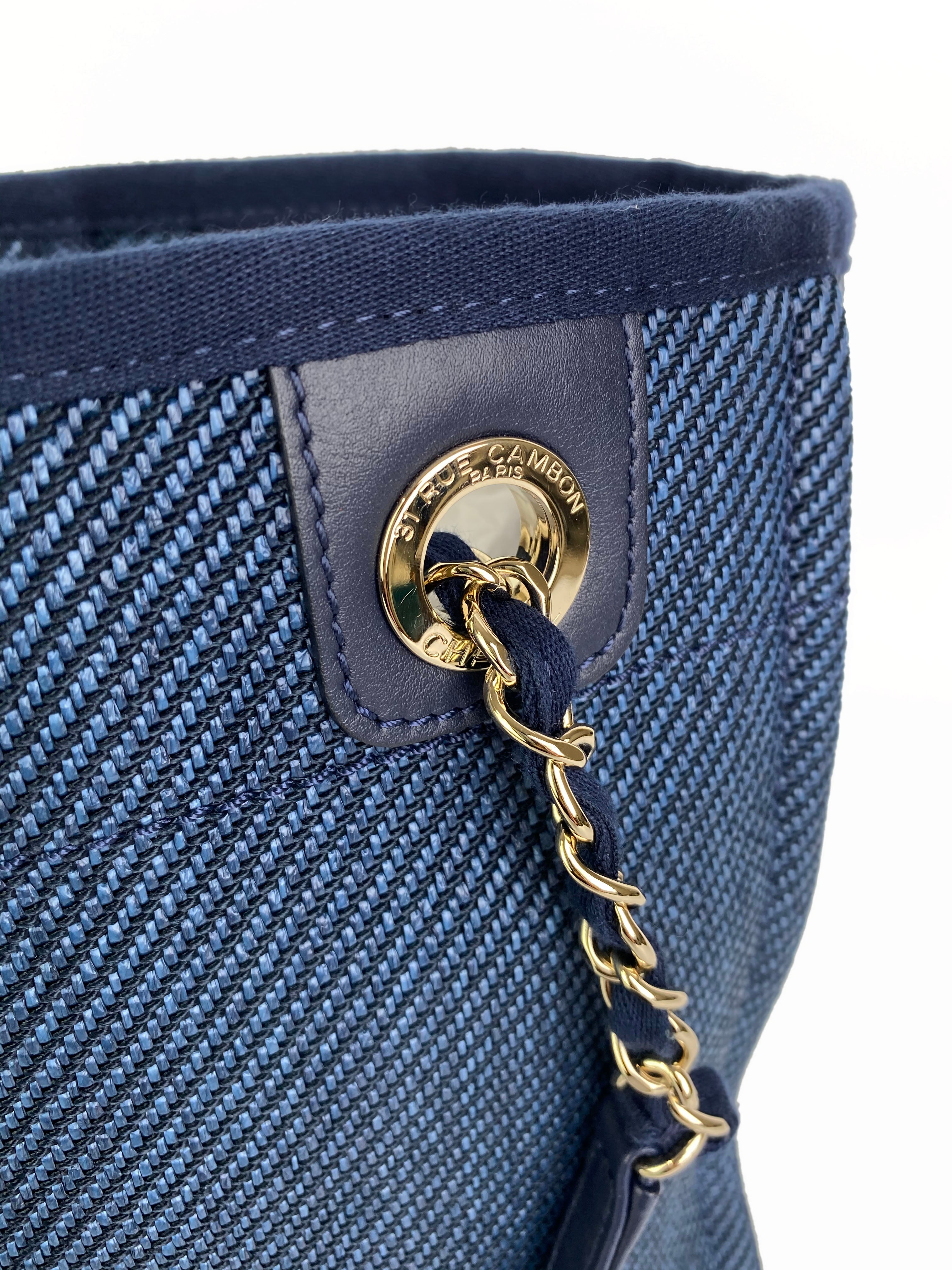 Chanel Blue Denim Deauville Tote Bag - Stylish Designer Handbag for Women, Fashionable Shoulder Bag for Work, Travel & Everyday Use