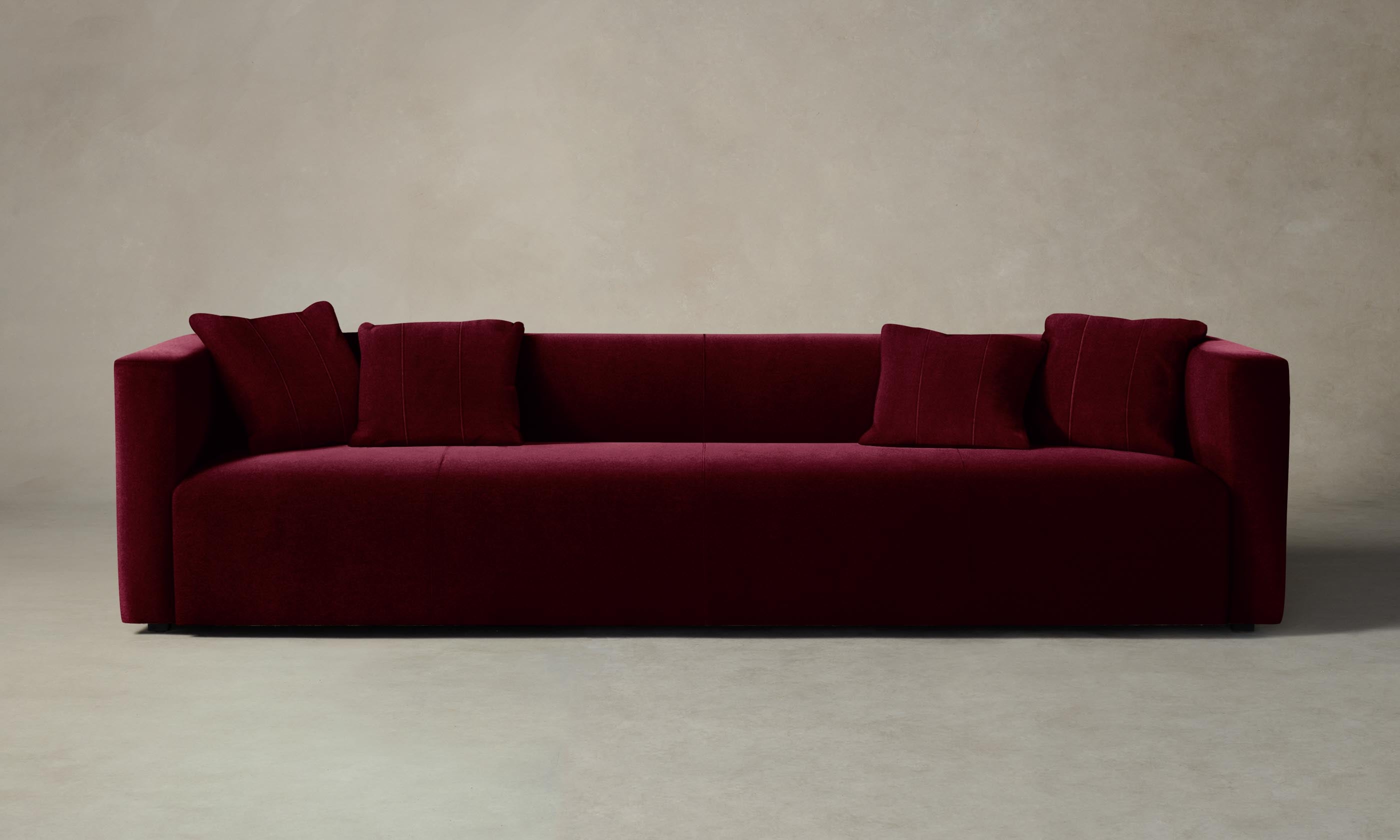 The Breuer Sofa - Premium Mohair Upholstery in Crimson Red | Modern Living Room & Office Furniture for Stylish Comfort