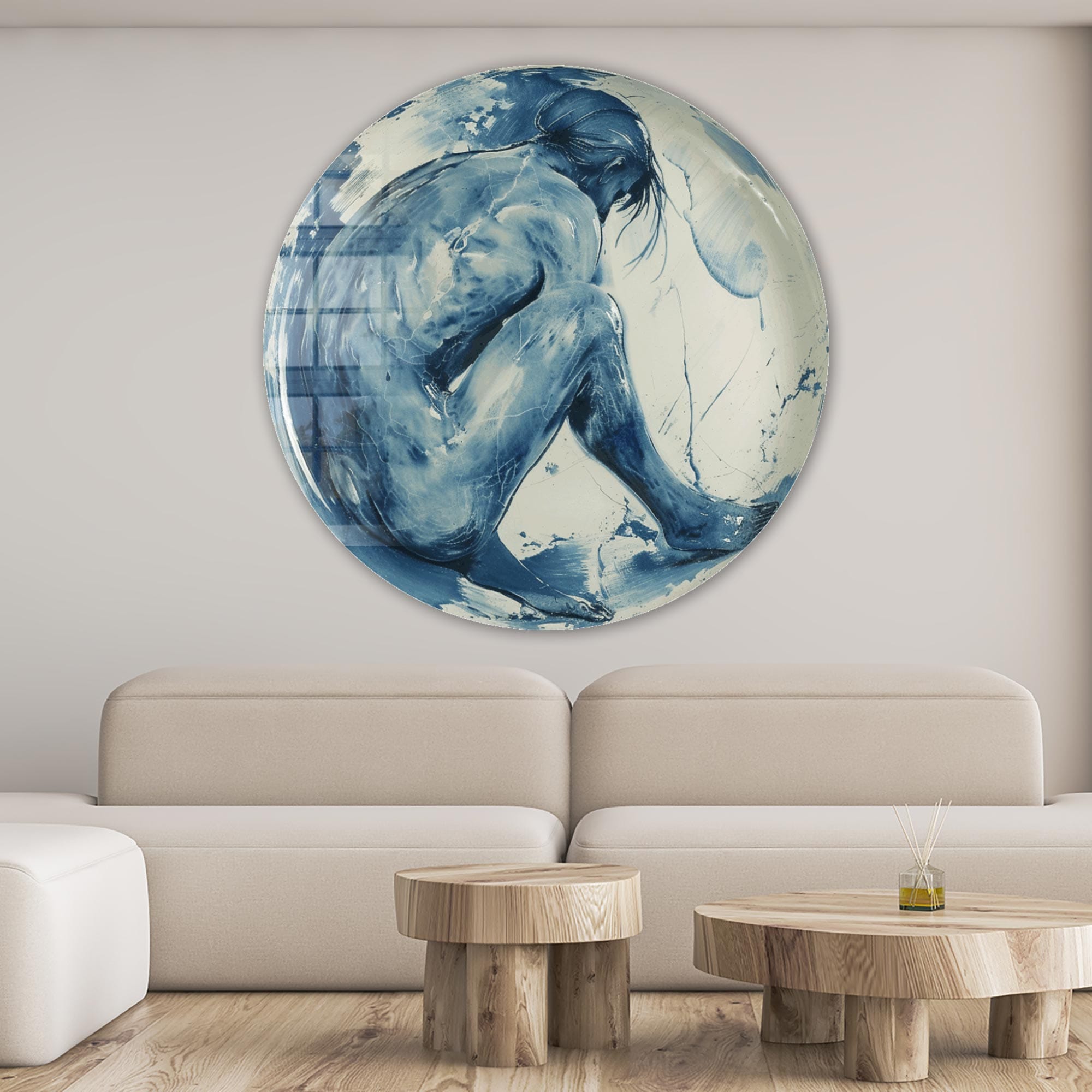 Fluid Form Rounded Glass Wall Art - Modern Abstract Home Decor for Living Room, Bedroom & Office