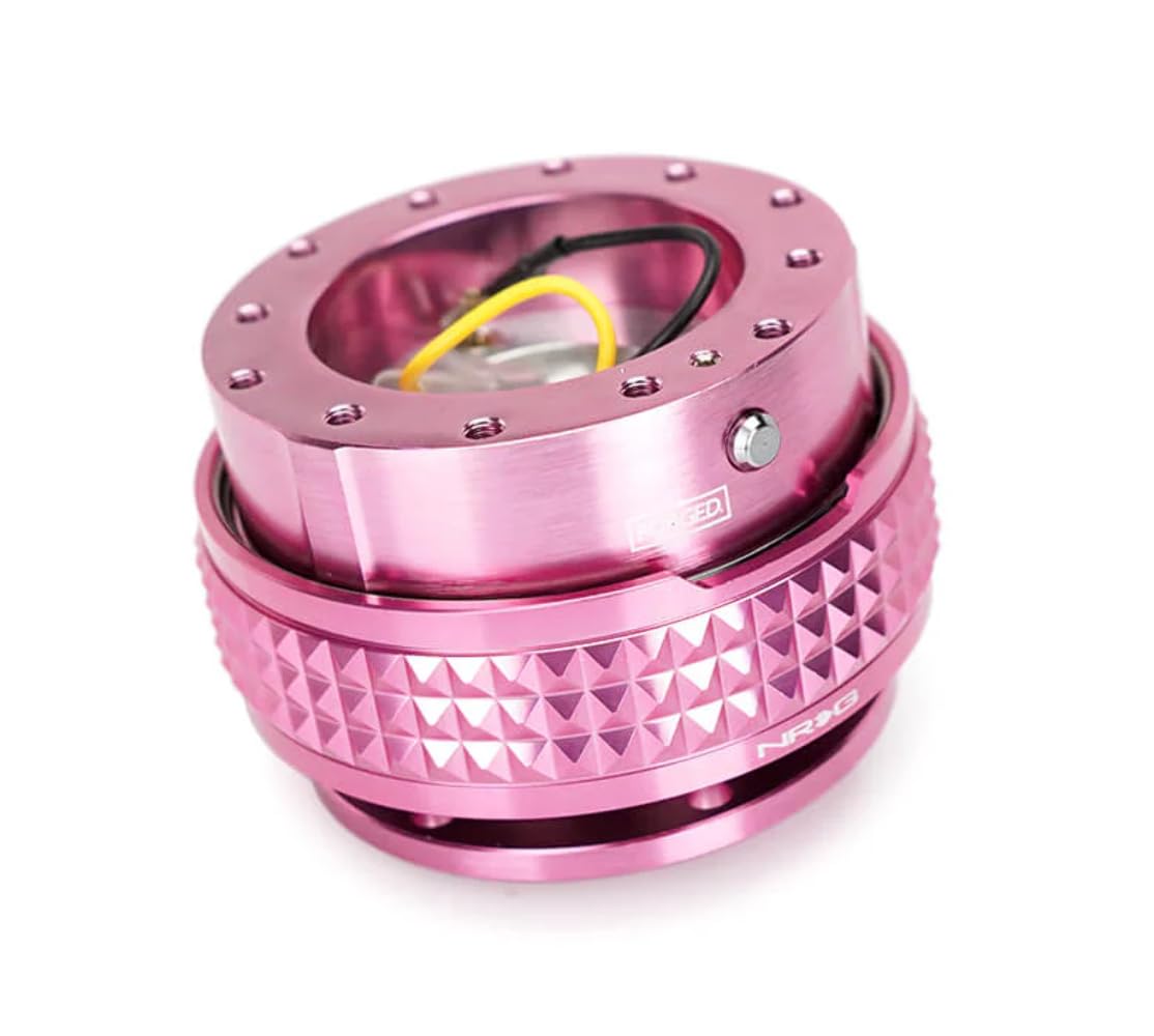 NRG Innovations NRG-SRK-210PK-PK Gen 2.1 Quick Release Steering Wheel Adapter Kit - Pink Body with Pink Pyramid Ring | Compatible with Racing Simulators, Drift Cars & Custom Builds
