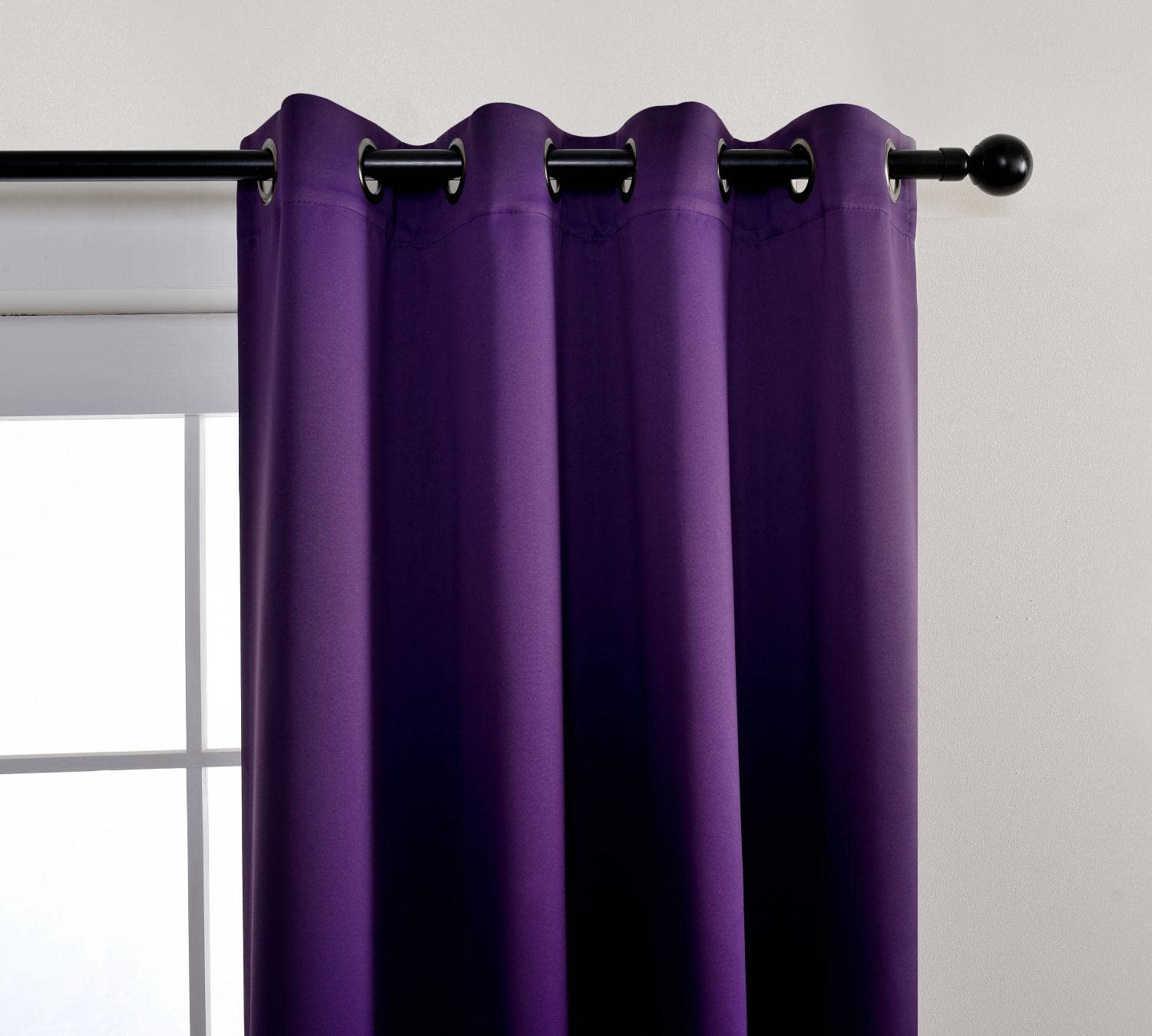 MIUCO 2 Panels Thermal Insulated Blackout Curtains - 95 Inch Purple Room Darkening Window Drapes with Grommet Top for Bedroom, Living Room & Nursery - Blocks Light & Noise, Energy Efficient