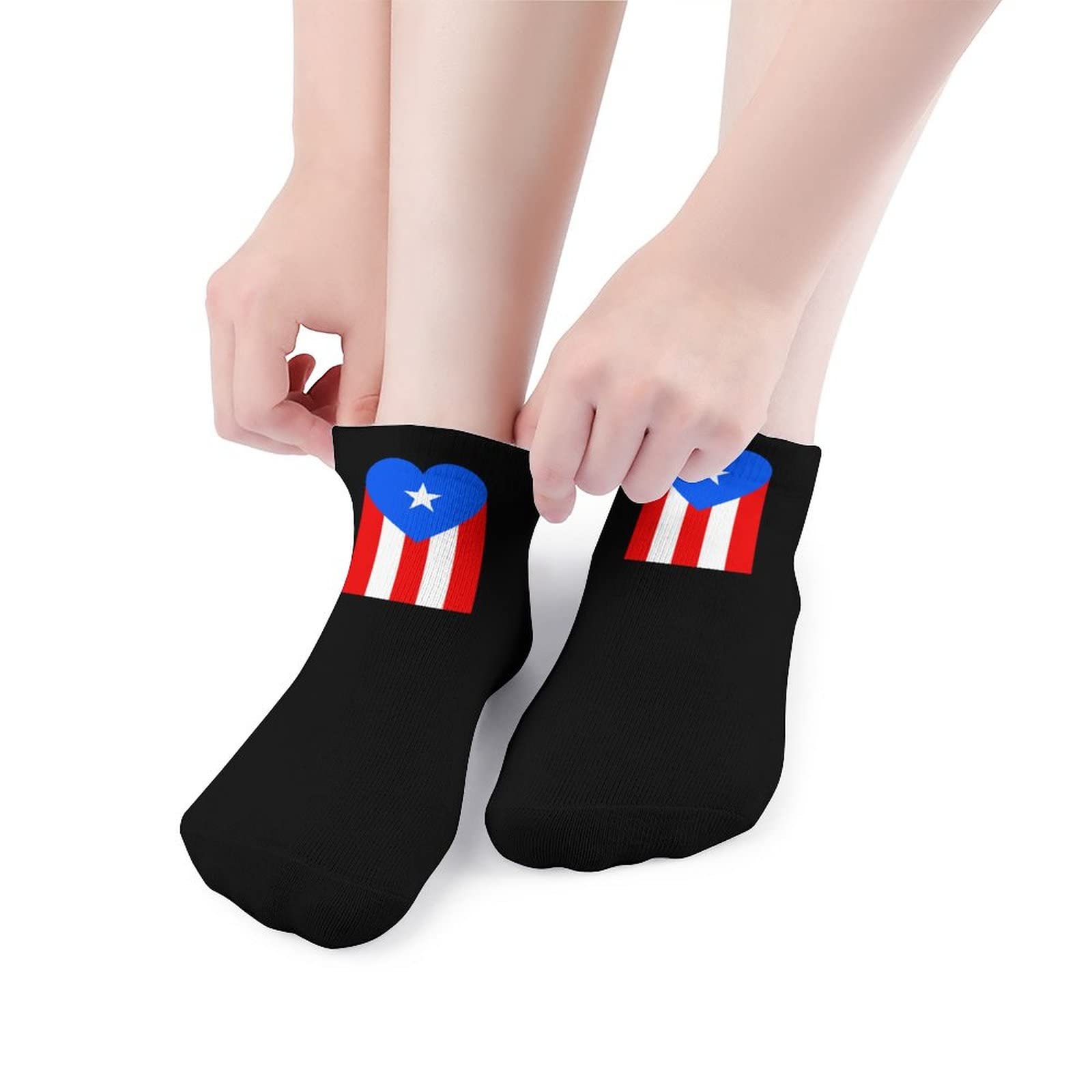 Puerto Rico Heart Flag Short Socks - Comfortable & Breathable Low Cut Crew Socks for Men & Women - Perfect for Running, Sports & Casual Wear