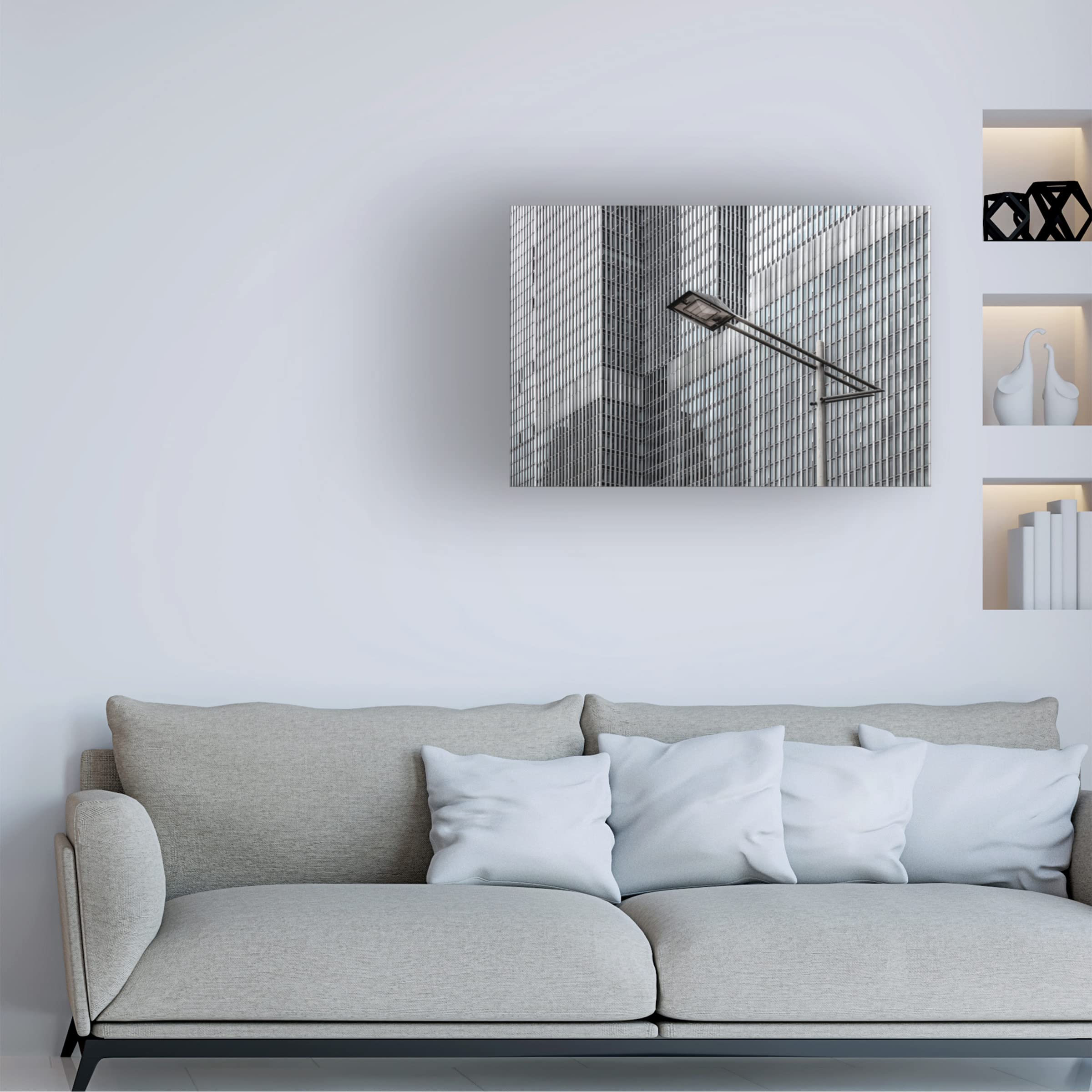 Trademark Fine Art 'Street Lights' Canvas Art by Gilbert Claes - Modern Cityscape Wall Decor for Living Room, Bedroom & Office - Perfect Gift for Art Lovers