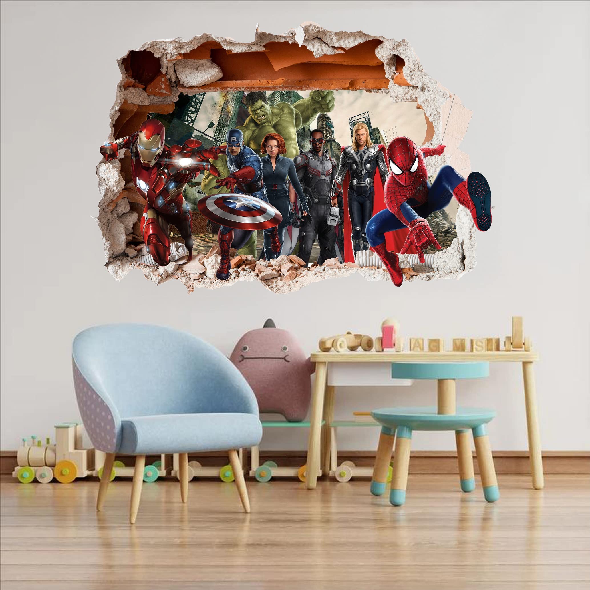 Superhero Wall Decal Stickers - Removable Vinyl Wall Art for Kids Room Decor (32