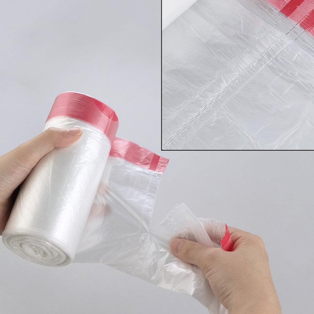 Jekiyo 8 Gallon Medium Trash Bags with Drawstring - 120 Count Clear Garbage Bags for Kitchen, Bathroom & Office Waste Disposal