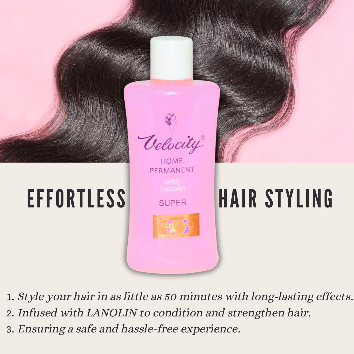 VELOCITY HOME PERMANENT Hair Curling & Straightening Iron - Baby Pink Professional Styling Tool for Salon-Quality Waves & Straight Hair at Home | Perfect for Daily Styling, Special Occasions & Salon-Like Results