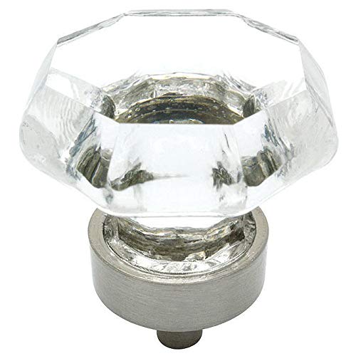 Cosmas 5268SN-C Satin Nickel Cabinet Knobs with Clear Glass - 1-5/16