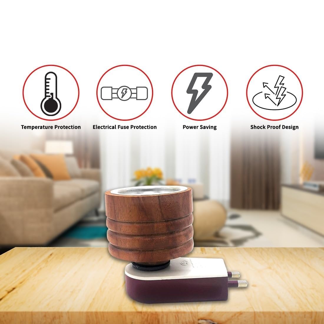 Premium Wooden Kapoor Kapur Dani Camphor Aroma Oil Diffuser & Incense Burner - Electric Stand Holder for Home, Office, Yoga & Meditation (Camphor Not Included) - Natural Wood Finish for Relaxation & Aromatherapy