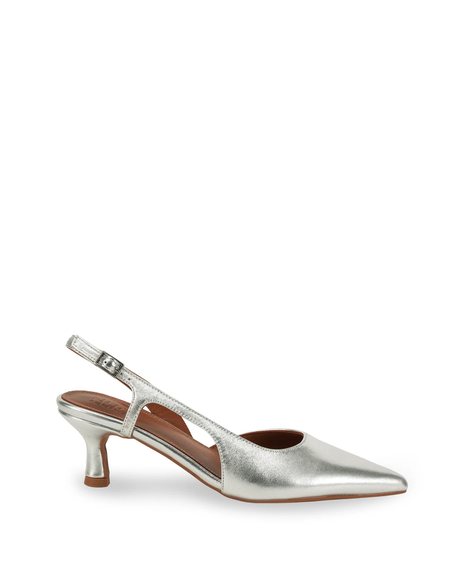 Kaylee Women's Silver Leather Pointed Toe Low Heel Pumps - Perfect for Office, Parties & Formal Events