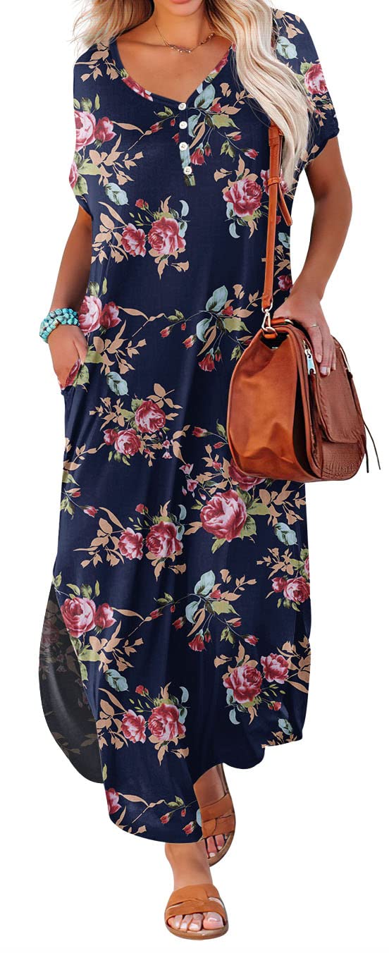 GRECERELLE Women's Summer Casual Long Sleeveless Maxi Dress with Double Slit - Perfect for Beach Vacation, Party & Date Night Outfits