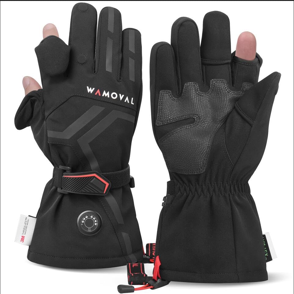 Rechargeable 7.4V 3000mAh Heated Photography Gloves for Men & Women - Electric Warm Gloves for DJI Air 2S Drones, Motorcycle Riding, Skiing & Hunting - Perfect for Outdoor Winter Activities & Cold Weather Photography