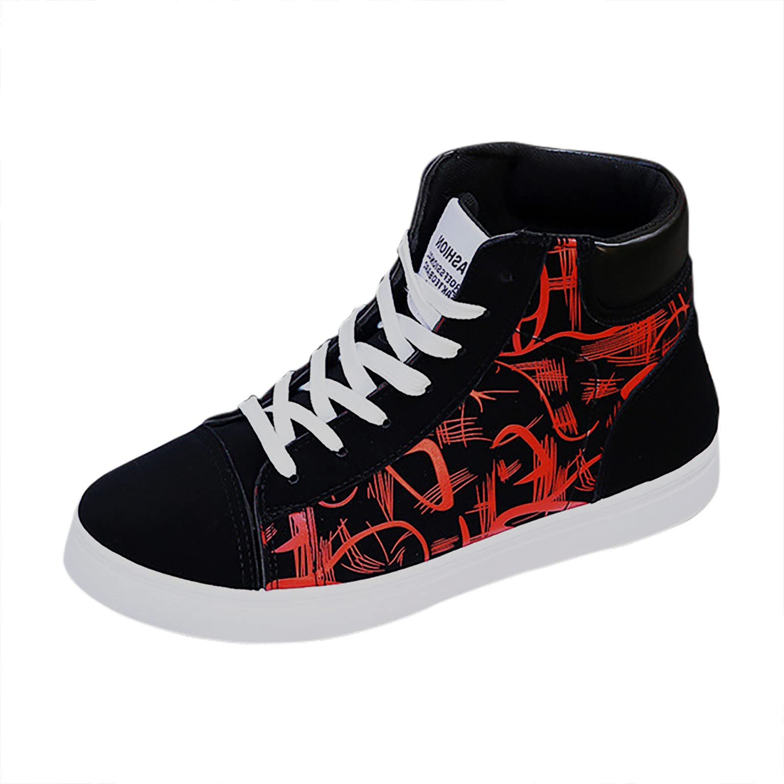 **Men's High Top Canvas Sneakers Size 15 - Slip-On No Lace Fashion Shoes for Casual Wear & Street Style**