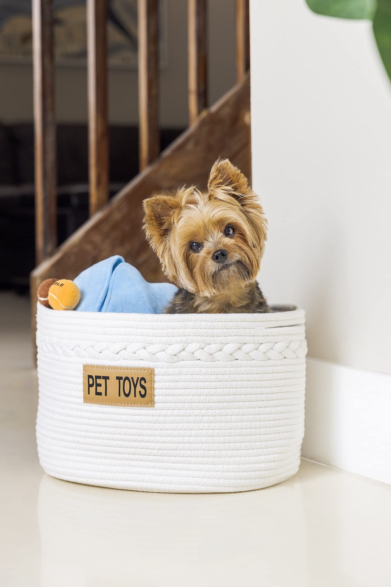 Midlee Oval Braided Handle Toys Basket - Stylish Storage for Kids' Toys, Books & Nursery Essentials | Perfect for Playroom, Bedroom & Daycare Organization