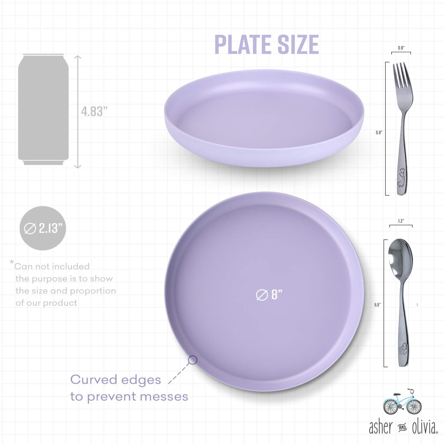**Eco-Friendly Bamboo Plates for Kids & Toddlers - 12 Pack 8 Inch Dishwasher Safe Bamboo Plates with Stainless Steel Silverware Set - Perfect for Family Meals, Picnics & School Lunches**