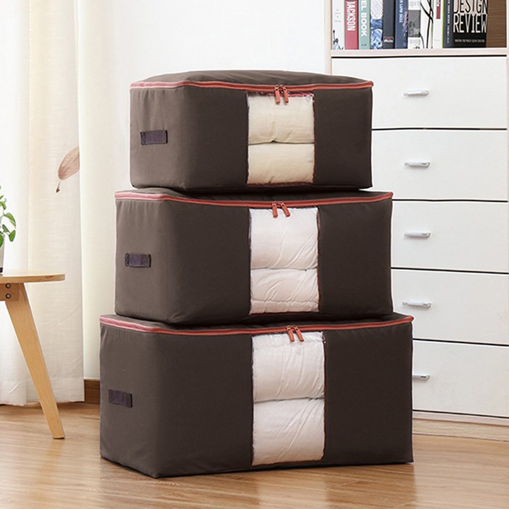 Yaoyodd19 Large Capacity Waterproof Storage Bag for Clothes & Socks - Coffee XL | Space-Saving Home Organization for Closet, Travel & Laundry