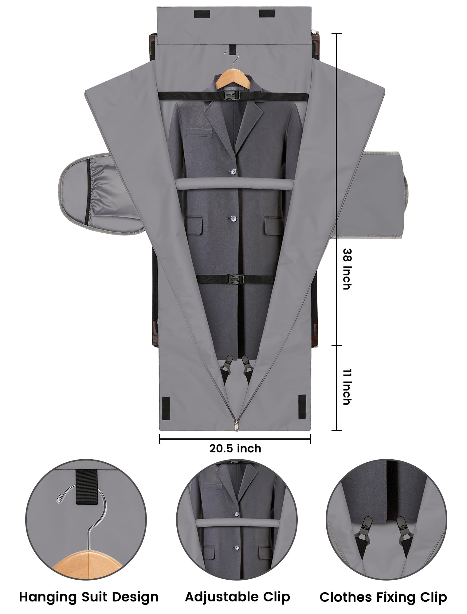 Jiefeike Convertible 2-in-1 Travel Garment Bag with Shoe Pouch - Hanging Suit Bag & Duffle Carry On for Men & Women - Perfect for Business Trips, Weekend Getaways & Overnight Travel