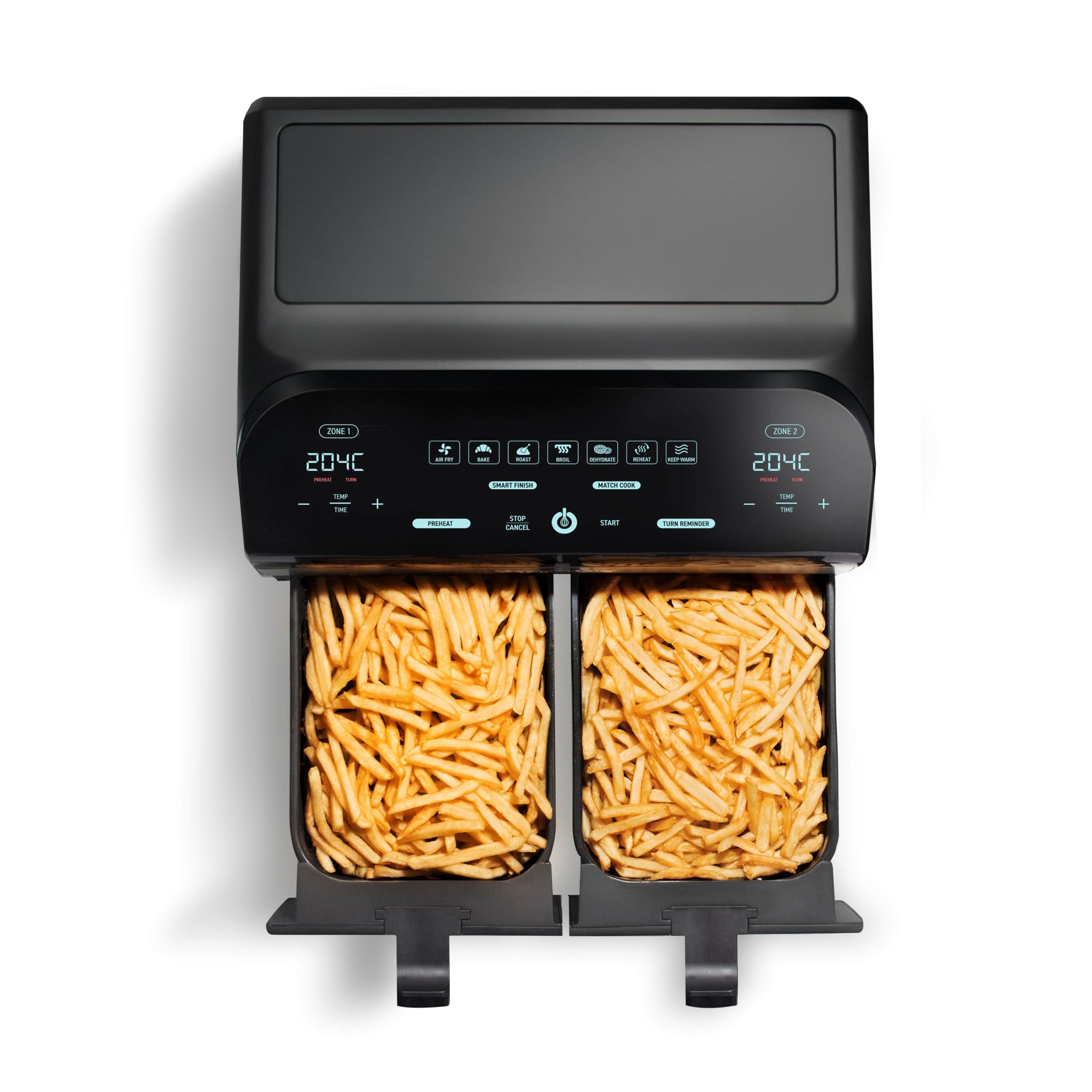 Gourmia 10-Quart (9.4 Liter) Dual Basket Digital Air Fryer with Smart Finish Technology & 7 Cooking Presets - Perfect for Family Meals, Party Snacks & Healthy Cooking