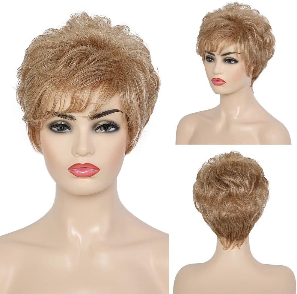 Short Layered Pixie Cut Human Hair Blended Wig for Women - Natural Look & Comfortable Wear - Perfect for Daily Use, Cosplay & Special Occasions