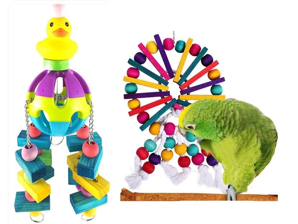 Hypeety Bird Chew Toy with Bell - Cage Hanging Accessories for Parrots, African Grey, Macaw, Conure, Cockatiel - Perfect for Playtime & Mental Stimulation