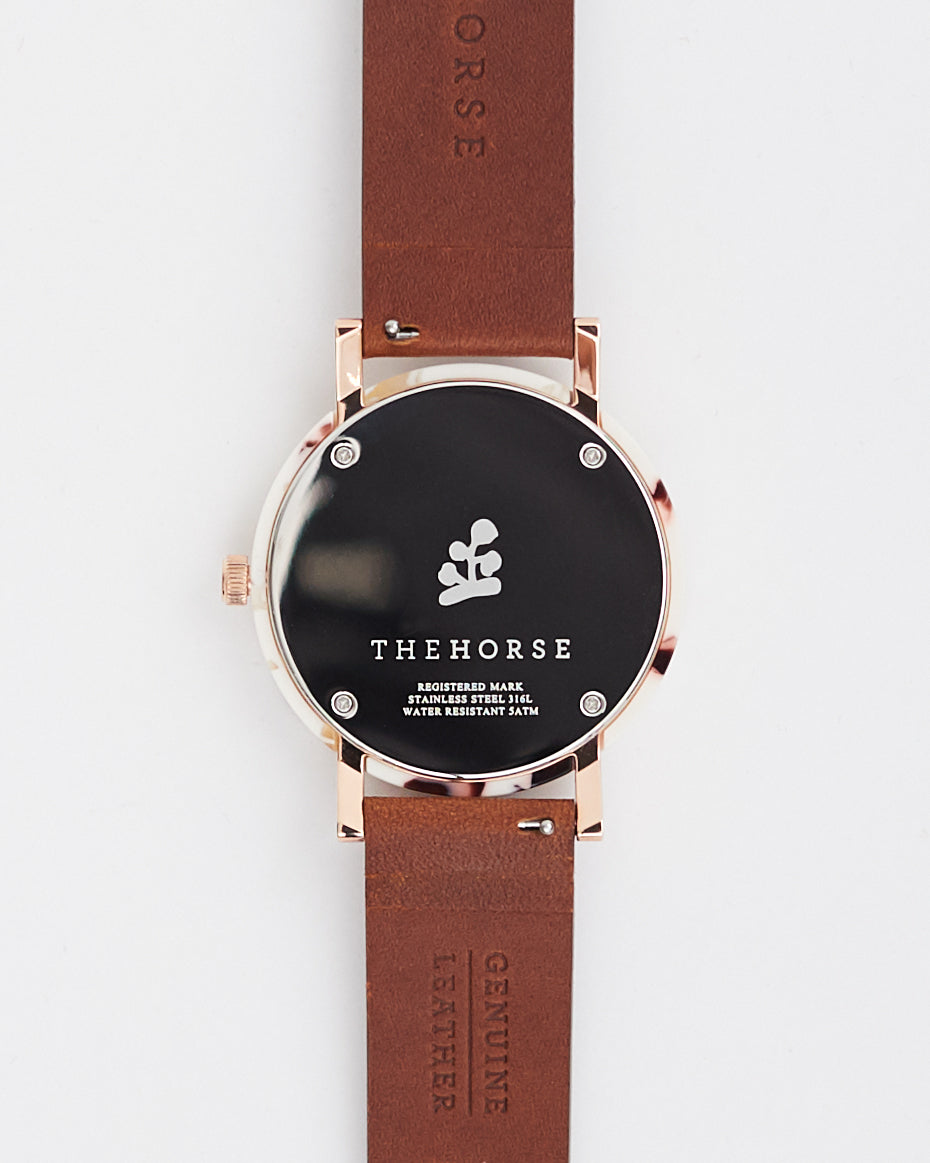 Premium Resin Watch with White Nougat Case, White Dial & Tan Leather Strap - Perfect for Casual, Business & Everyday Wear