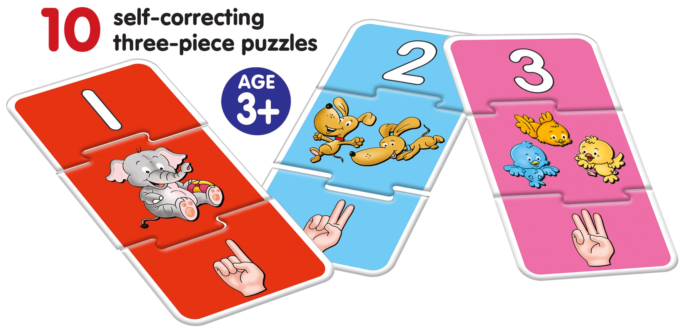 Frank Let's Count Jigsaw Puzzle for Kids Ages 3-7 - 10 Self-Correcting 3-Piece Puzzles (30 Pcs Total) | Educational Counting Toys for Preschool & Kindergarten | Brain Boosting STEM Learning Games | Perfect Gift for Boys & Girls | Ideal for Classroom, Homeschool & Family Game Night