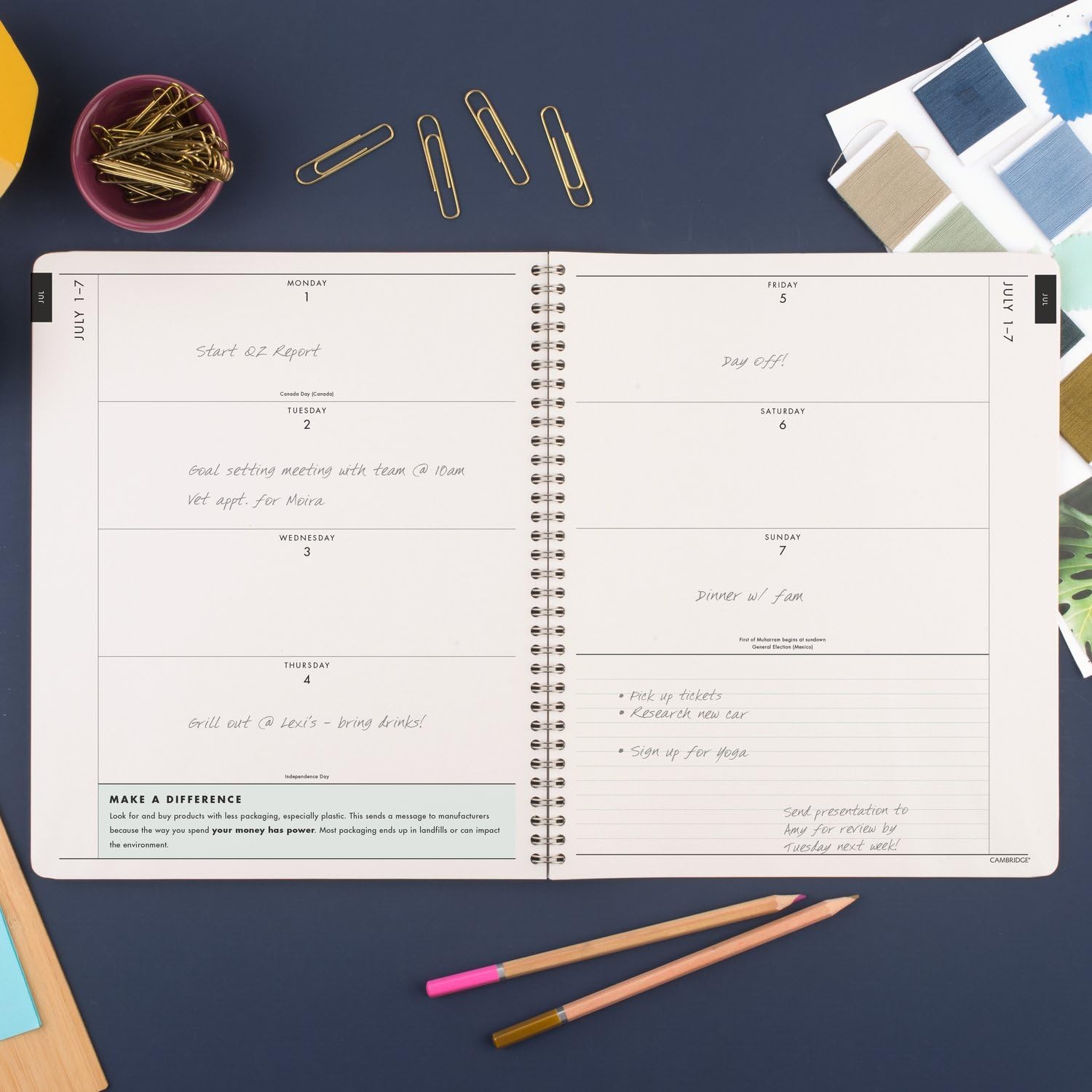 Cambridge Planner 2024-2025 Academic Year - Weekly & Monthly Large Planner 8.5