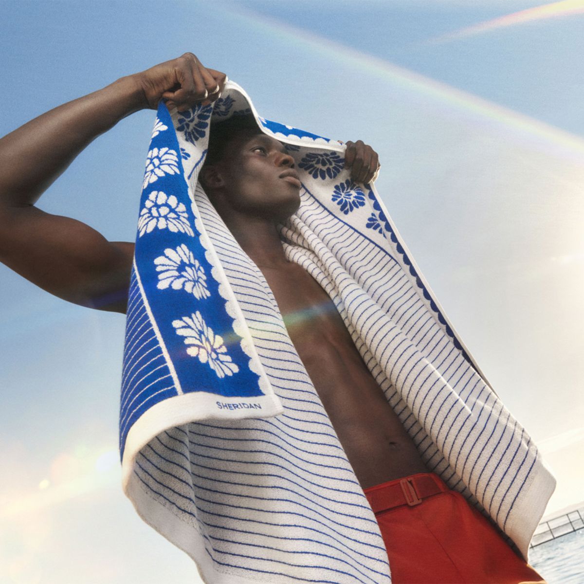 Evlet Capri Blue Beach Towel by Sheridan