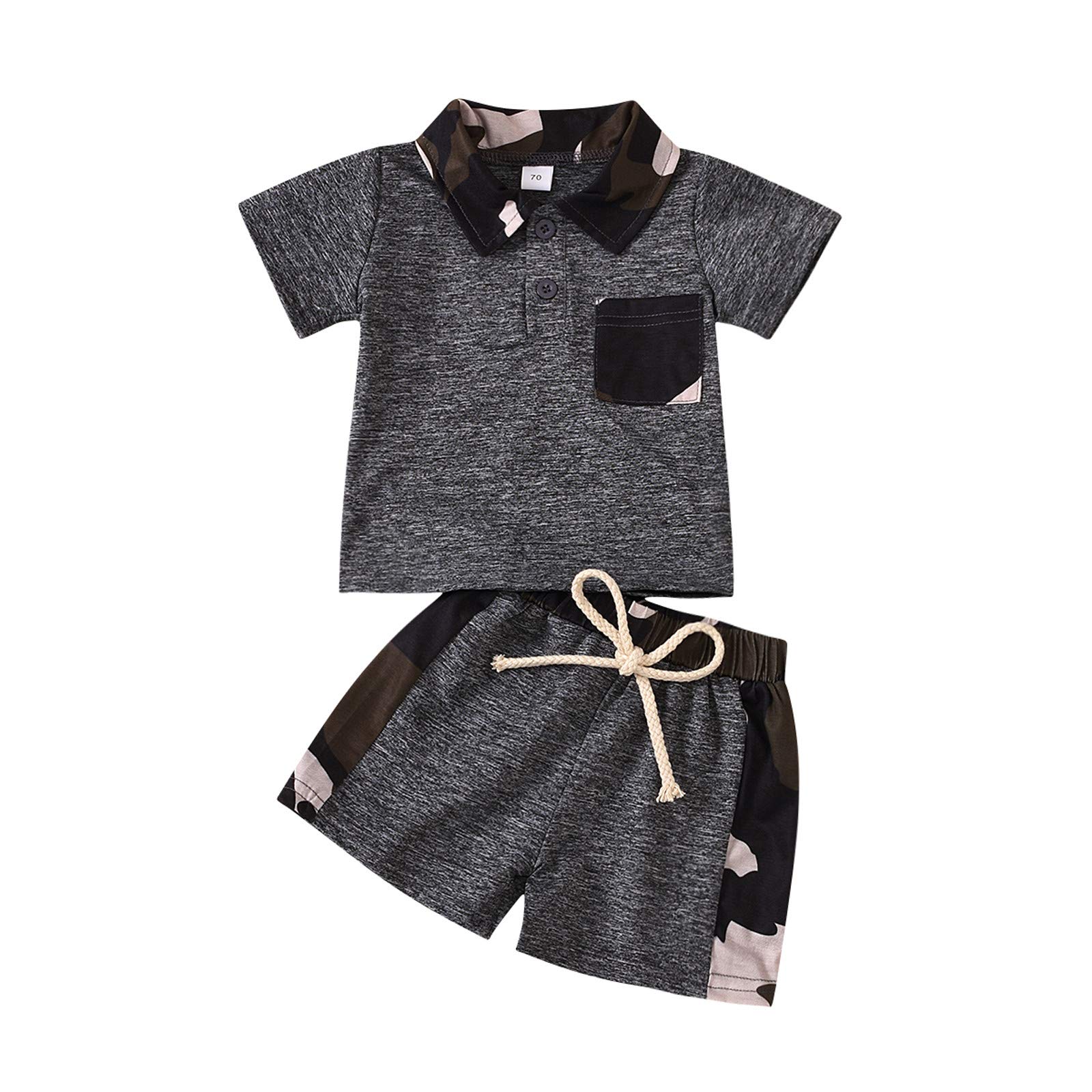 CLOTHBEST Baby Boy Clothes 6-9 Months - Newborn Infant Outfit with Contrast Color Square Collar T-Shirt & Shorts Set - White Tie-Dye Dinosaur Shirts for Boys & Girls - Perfect for Playdates, Daycare & Family Photos