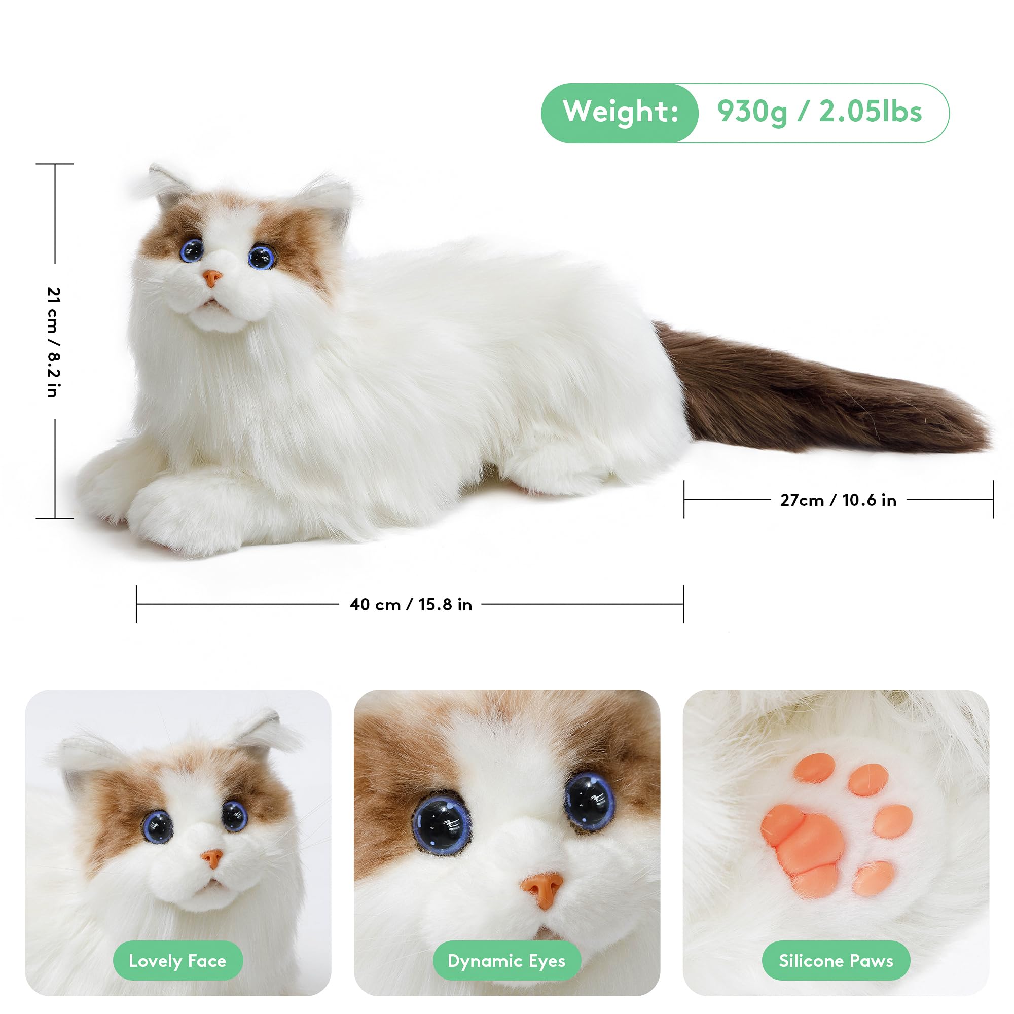 MetaCat Ragdoll - Interactive Companion Robot Cat with Voice Commands, Touch Sensors & Eye Animations - Realistic Lifelike Pet Toy for Kids & Adults - USB-C Rechargeable - Perfect for Therapy, Gifts & Home Companionship