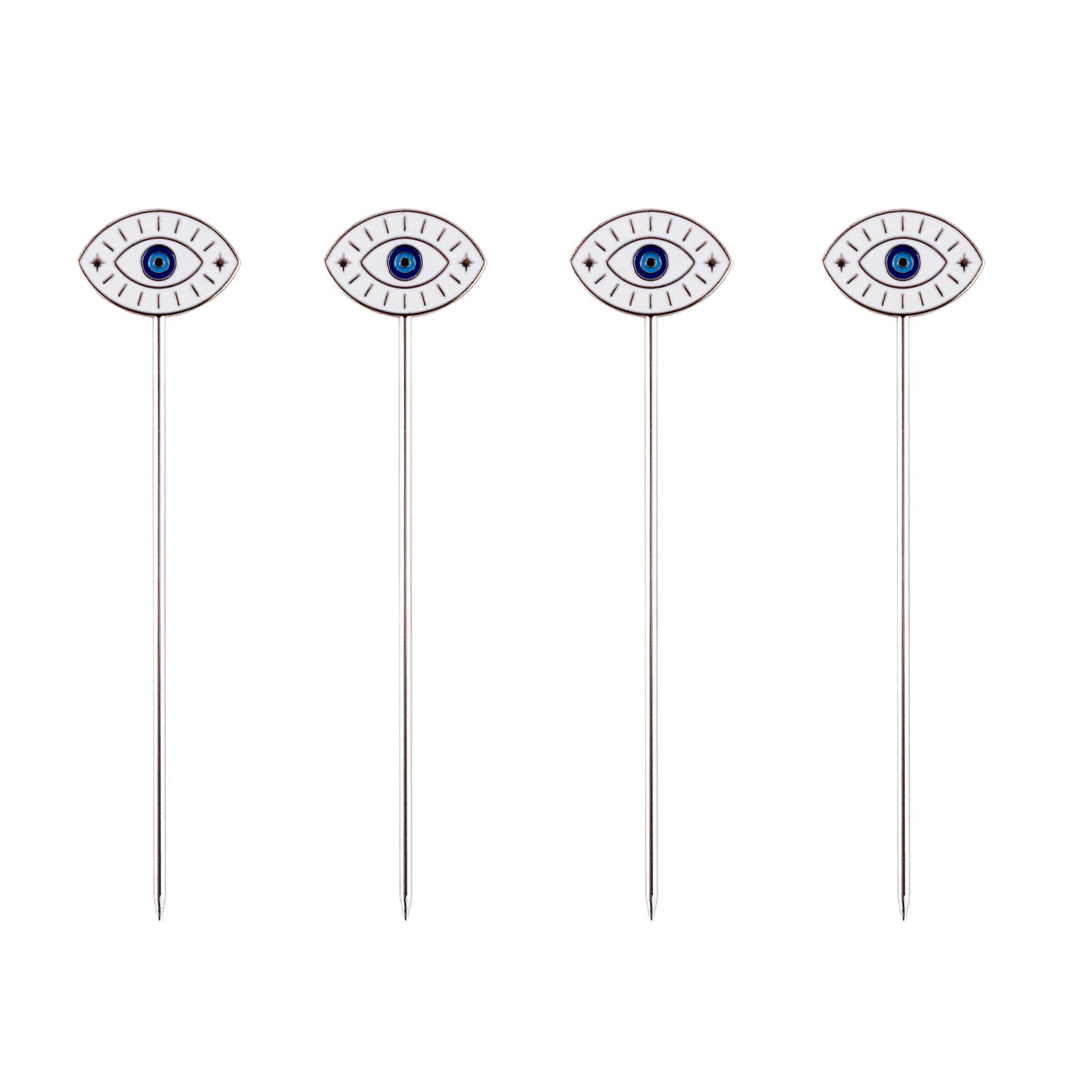 Evil Eye Cocktail Picks Set of 4 - Stainless Steel Drink Stirrers for Margaritas, Martinis & Cocktails - Perfect for Home Bars, Parties & Gifts by BarConic®
